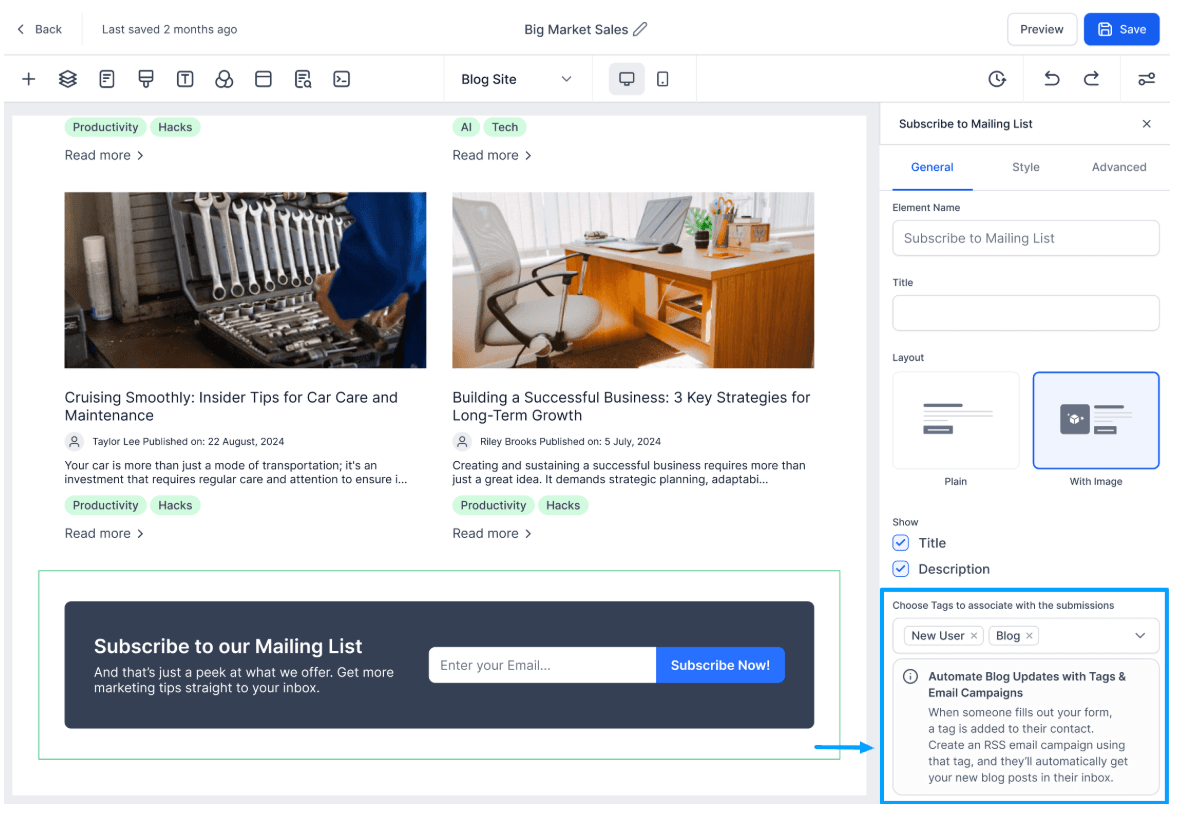 Schermata 4 — Iscrizione al Blog