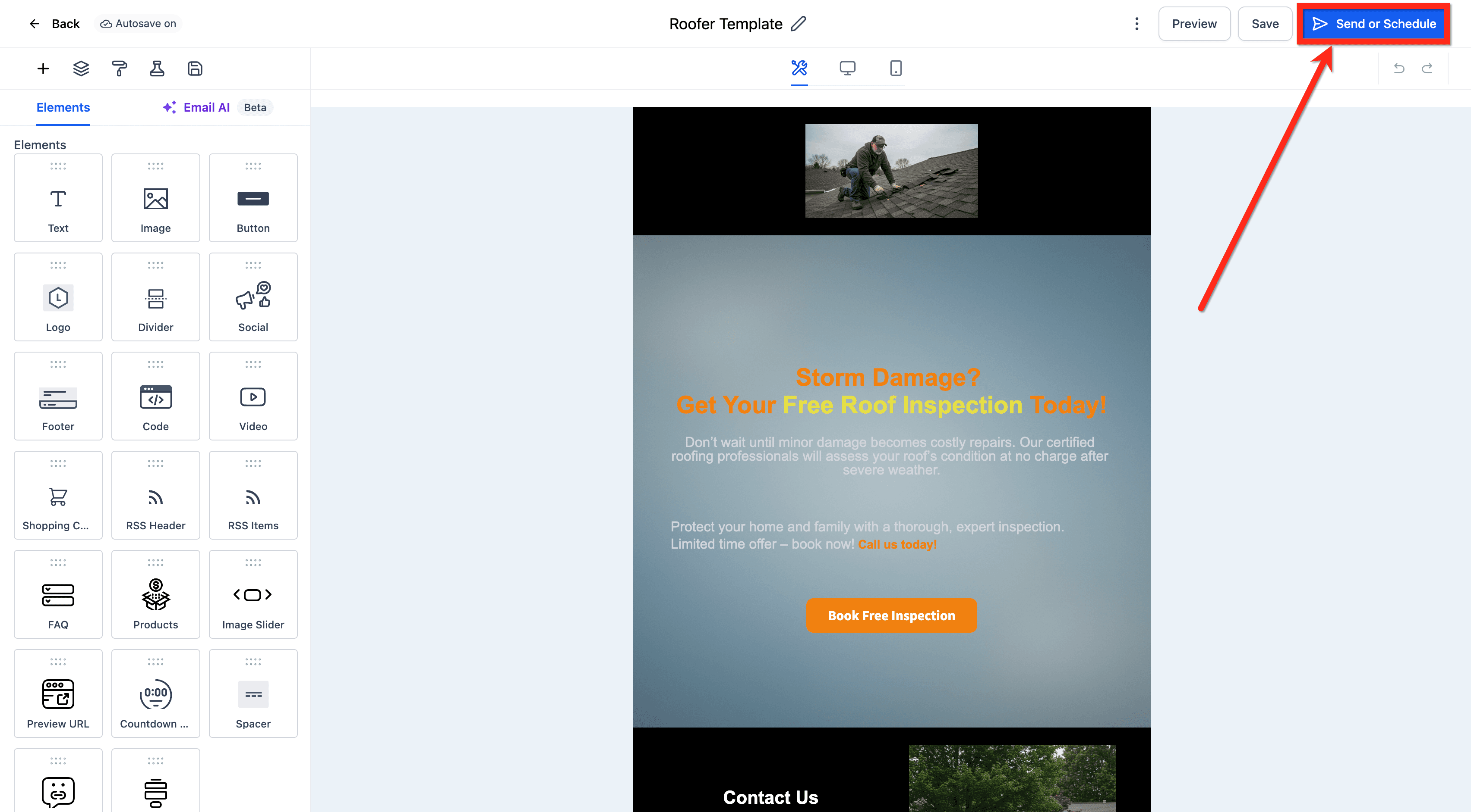 Schermata 3 — Allega file alle Campaign email nell'Email Builder