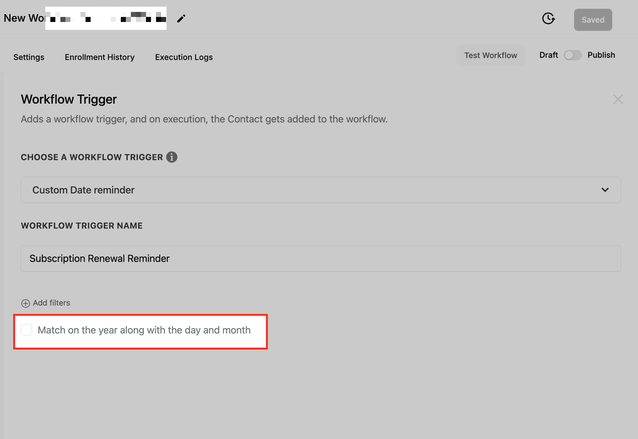 Schermata 5 — Workflow Trigger - Custom Date Reminder