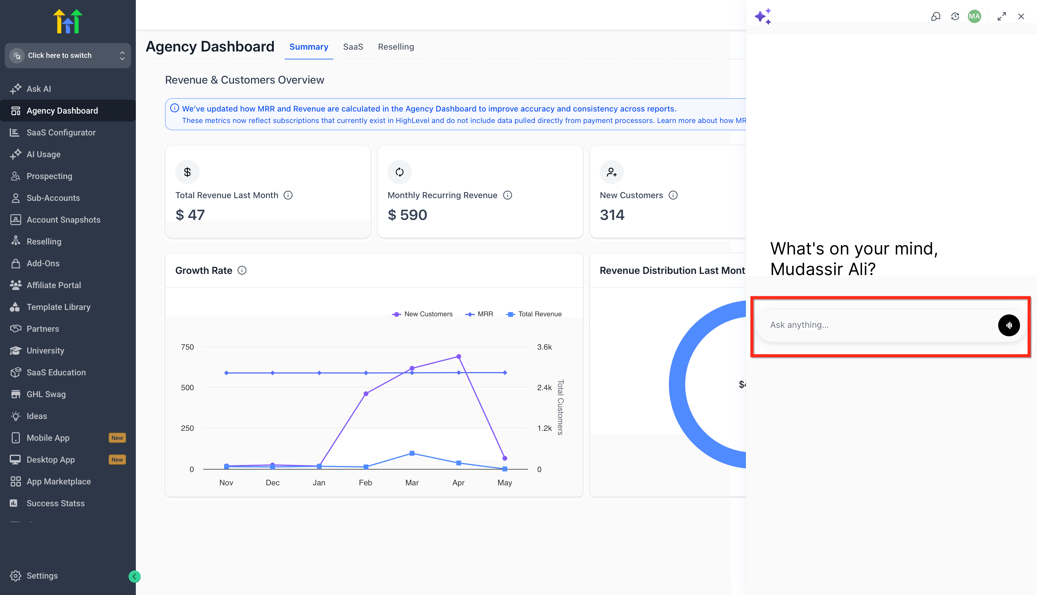 Schermata 4 — Panoramica dell'Assistente Ask AI