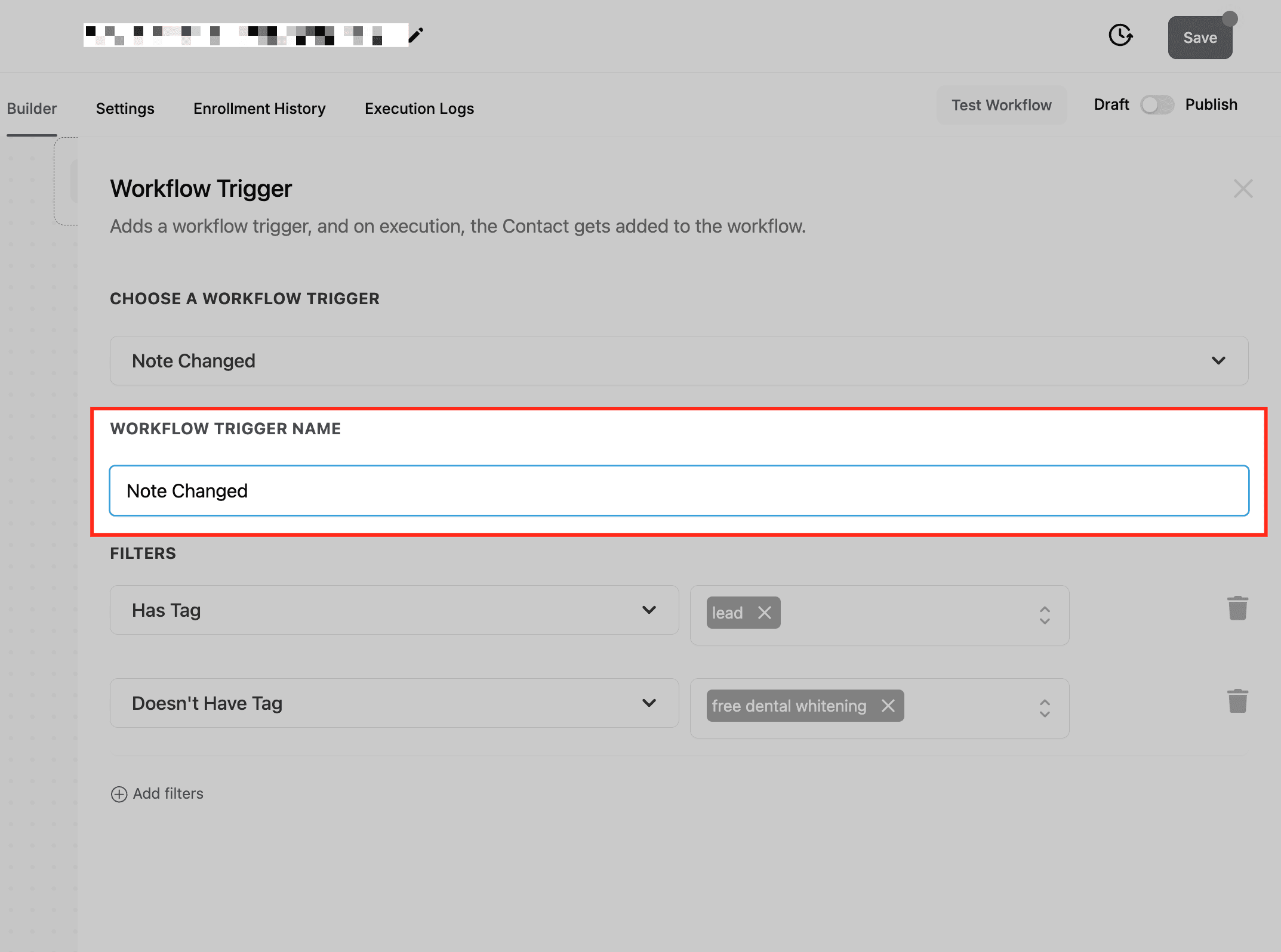 Schermata 2 — Workflow Trigger - Nota Modificata