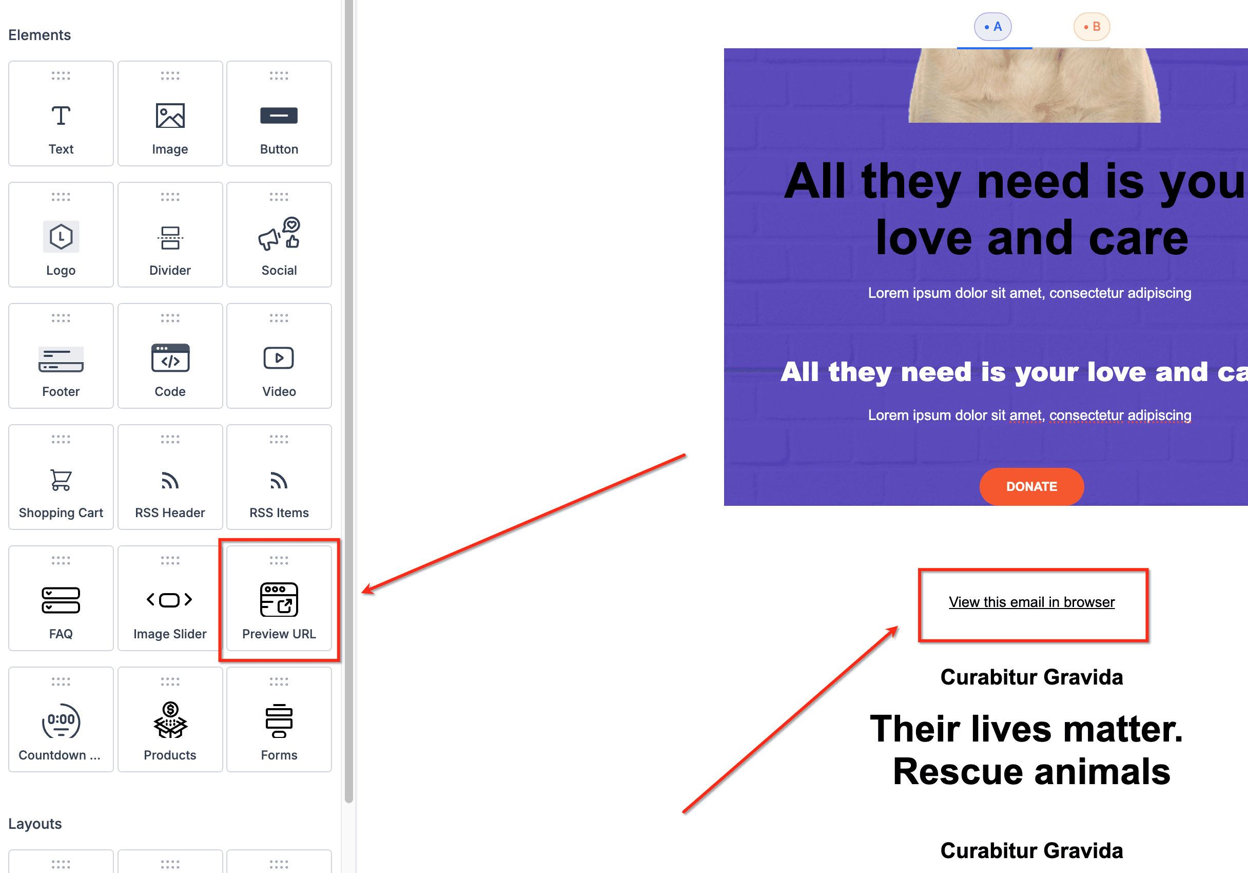 Schermata 63 — Come usare l'Email Builder e il suo Editor Inline