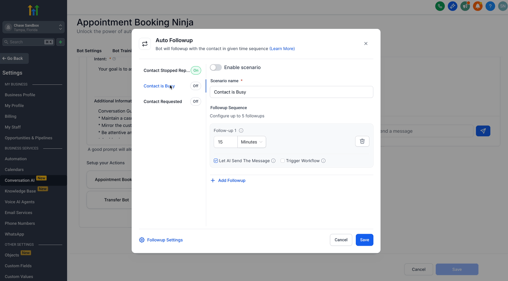 Schermata 6 — Conversation AI - Azione di Follow-Up Automatico