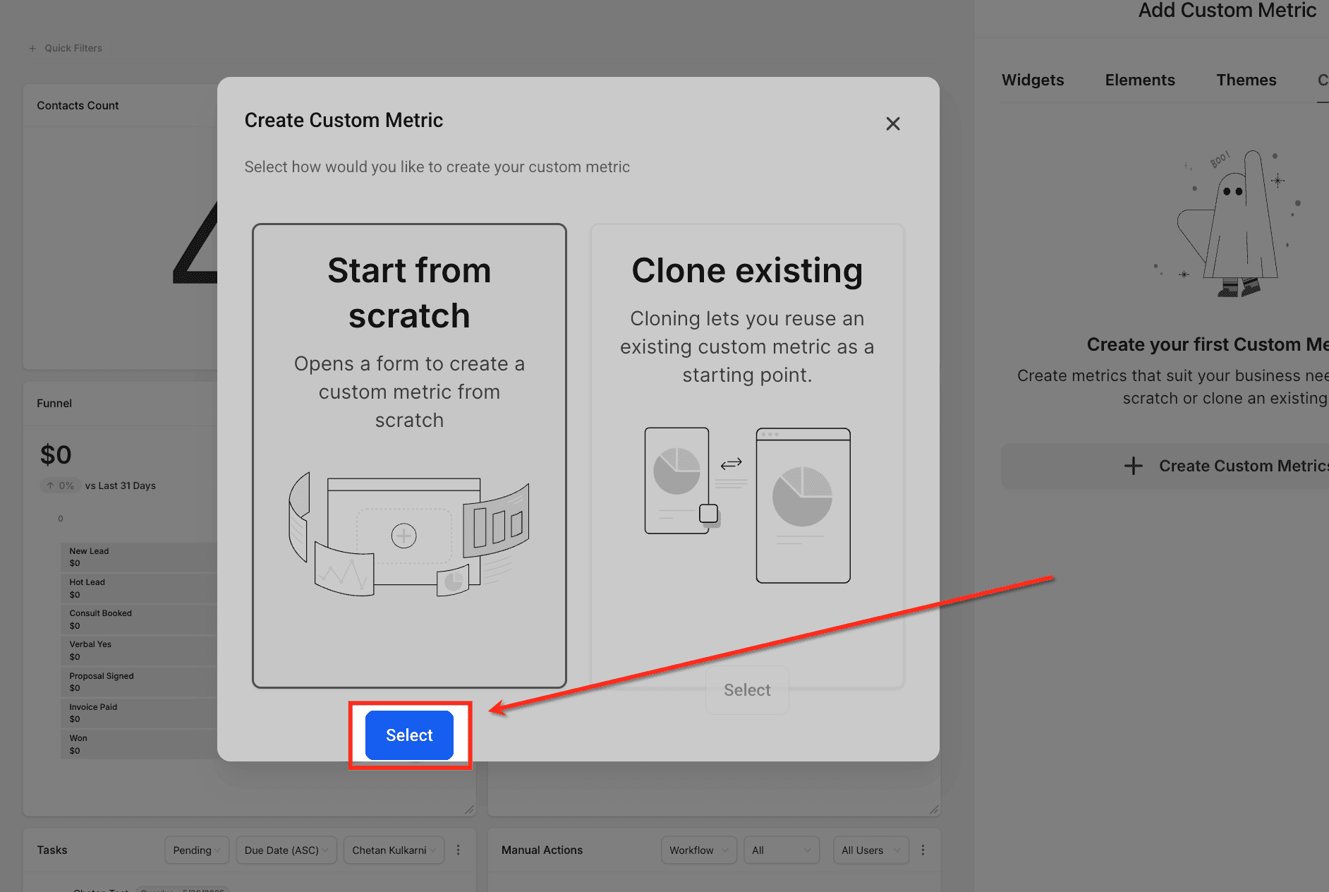 Schermata 7 — Come creare e usare le Custom Metrics per i Report della Dashboard