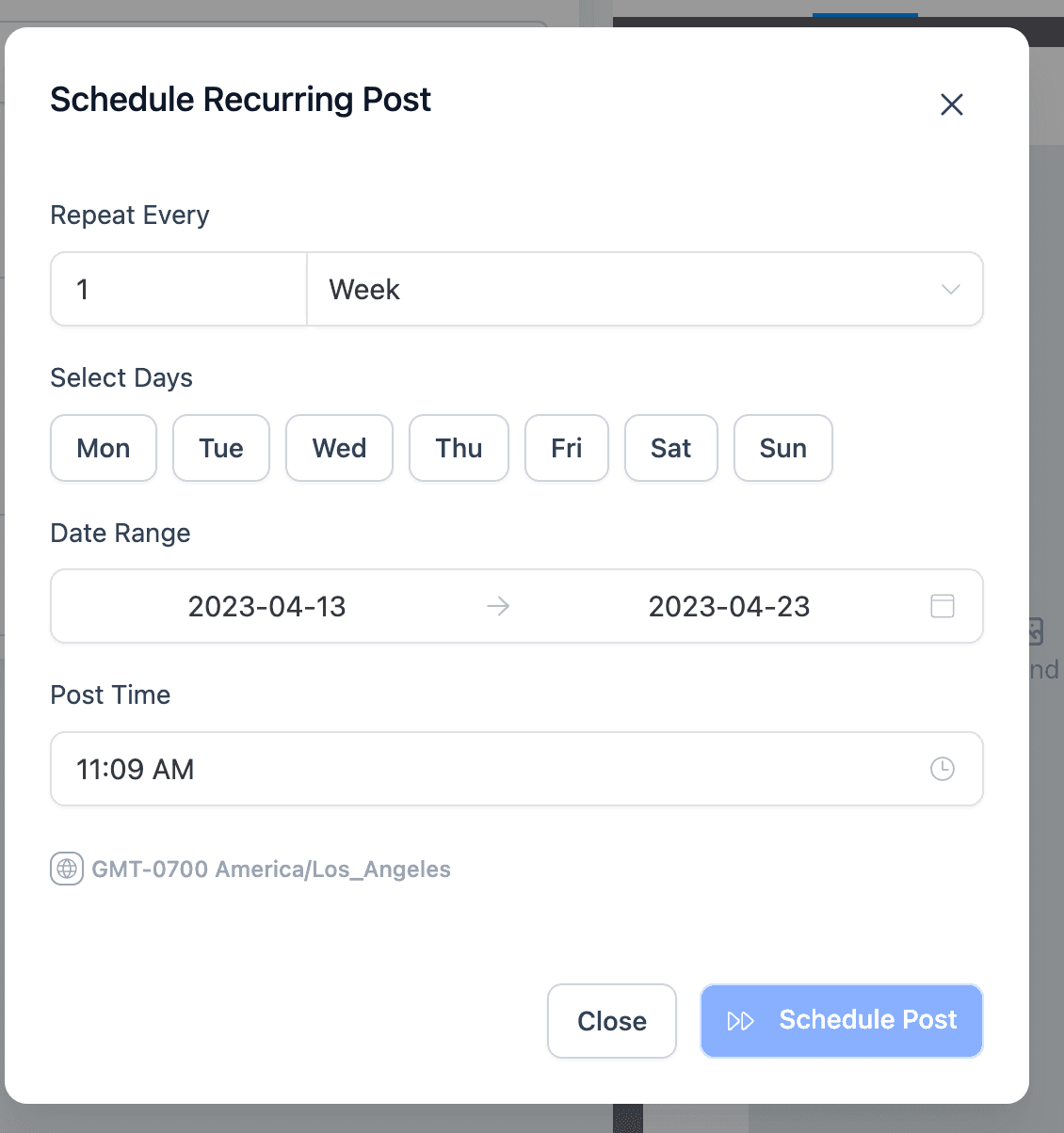 Schermata 7 — Come pubblicare post social ricorrenti con il Social Planner?