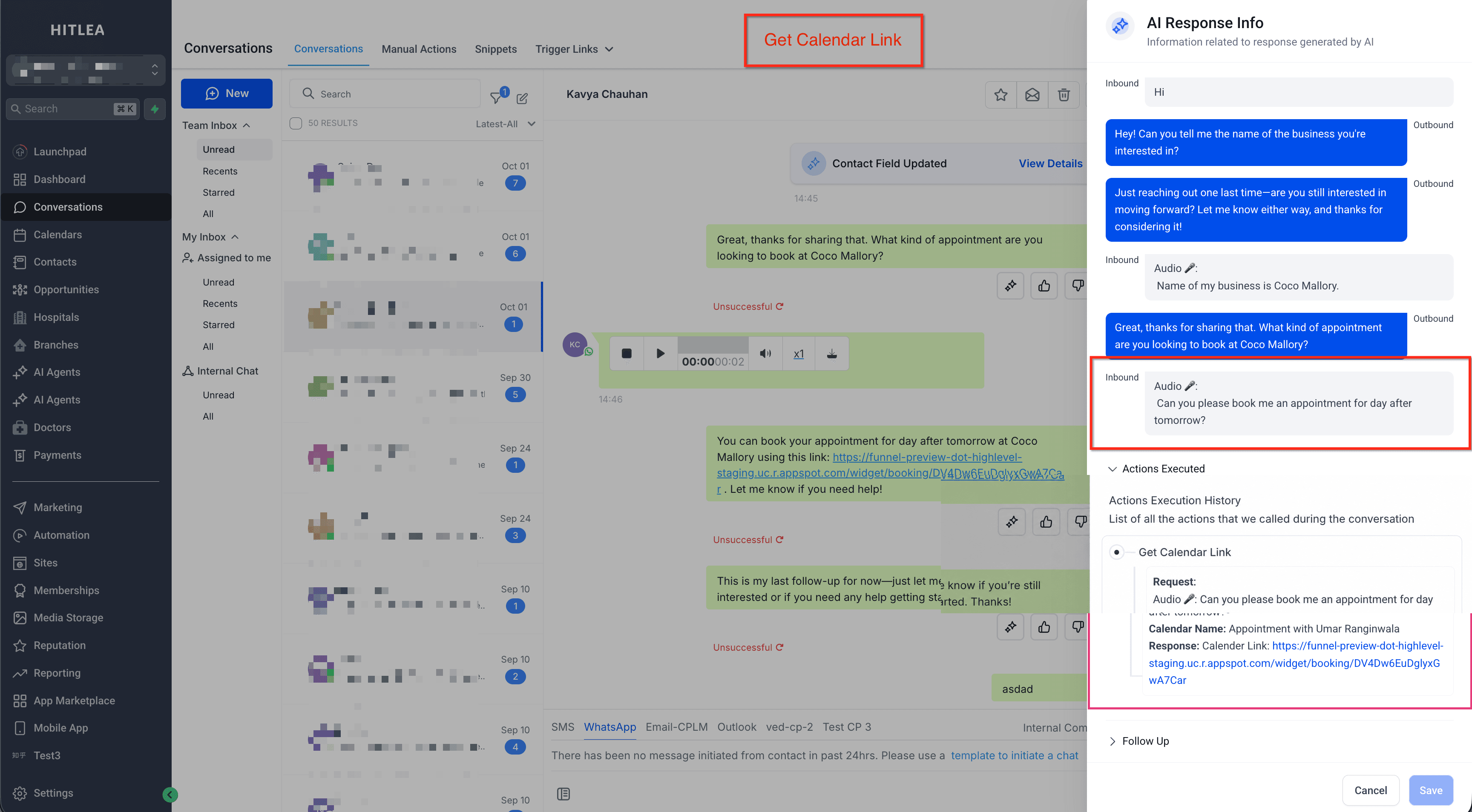 Schermata 3 — I Bot di Conversations AI ora possono rispondere all'audio