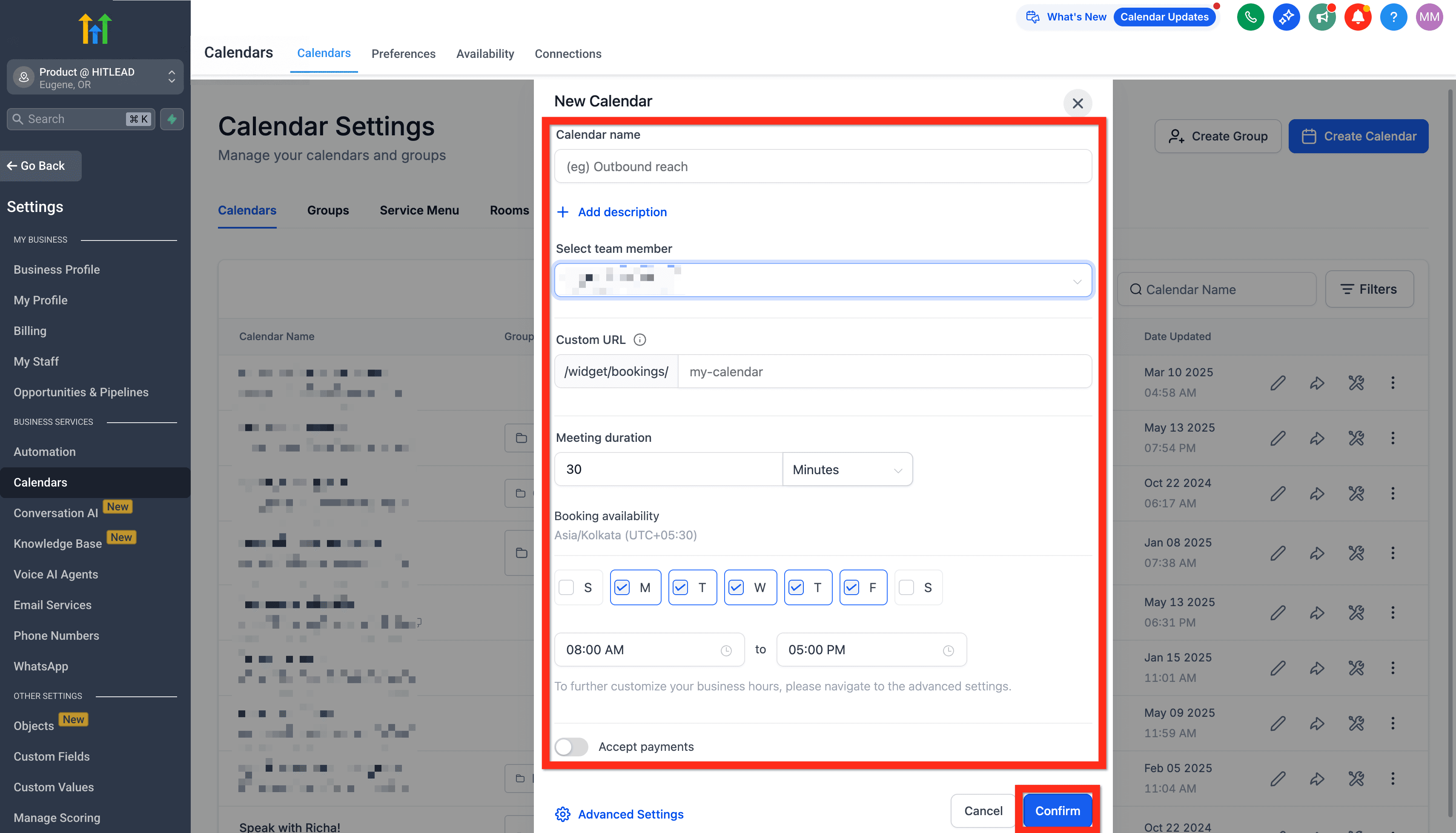 Schermata 4 — Per iniziare - Configura un Calendario di Prenotazione