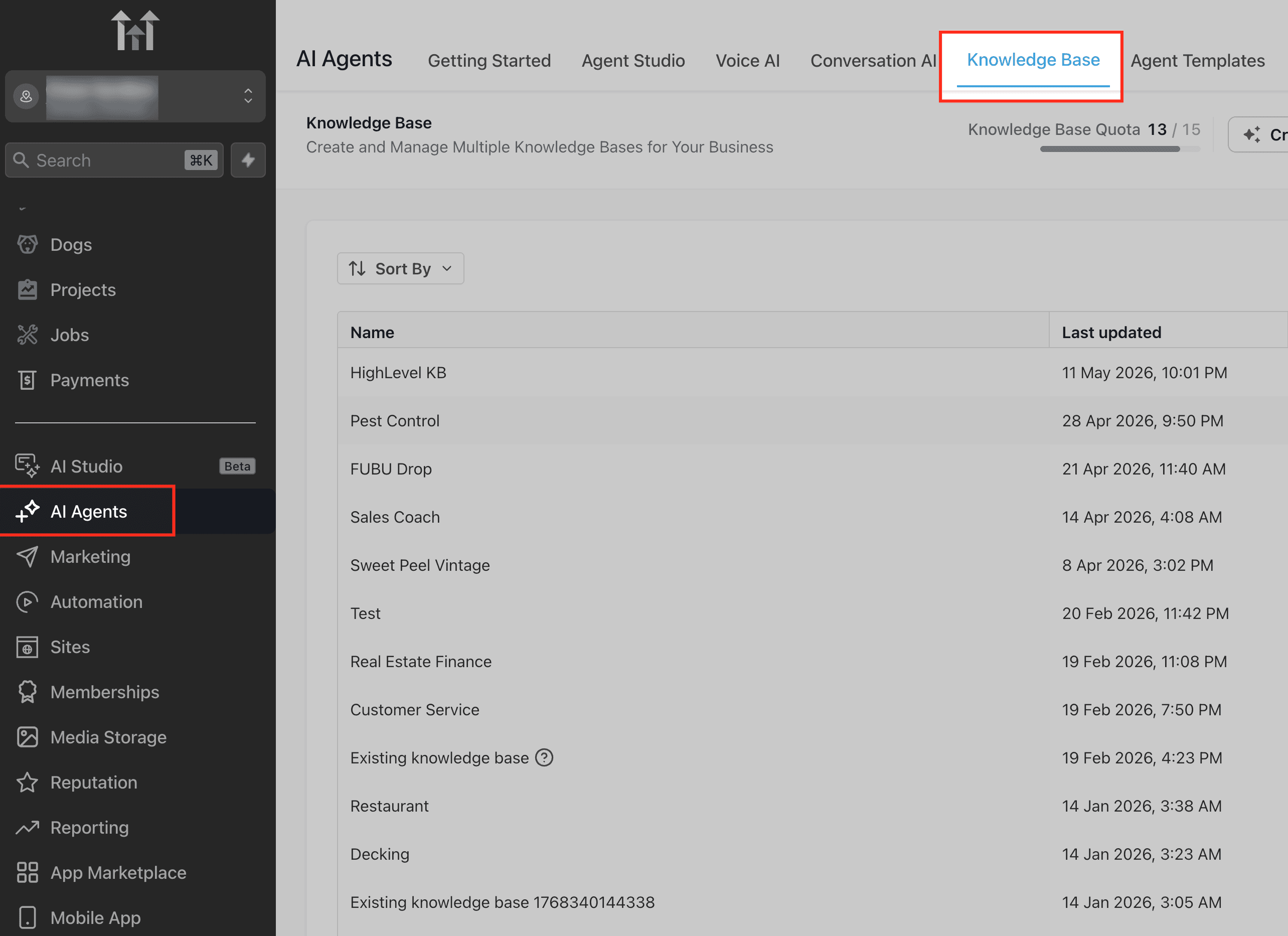 Schermata 1 — Come scaricare le tabelle della Knowledge Base in CSV