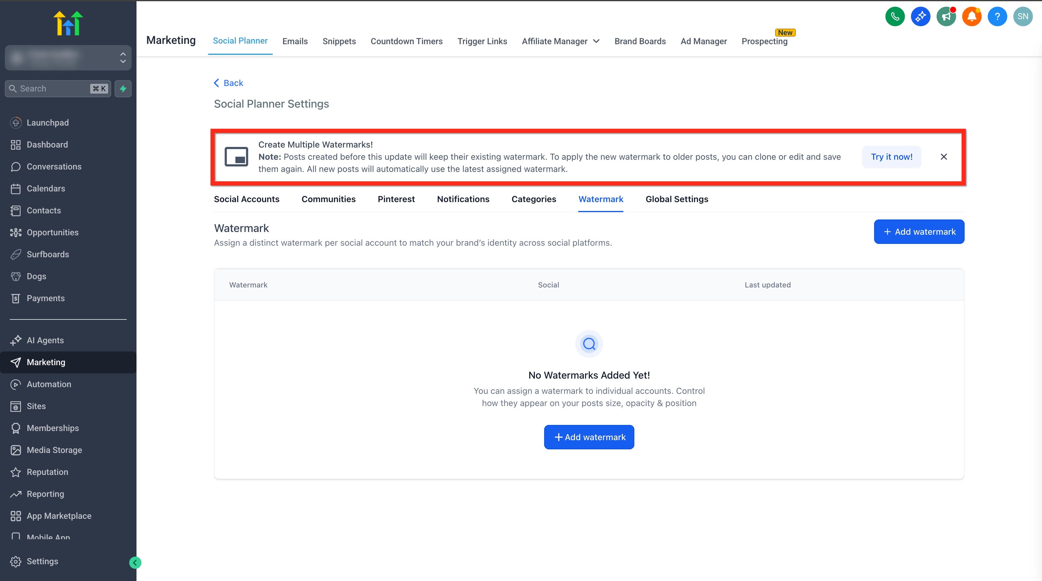 Schermata 3 — Social Planner - Come Aggiungere Più Watermark