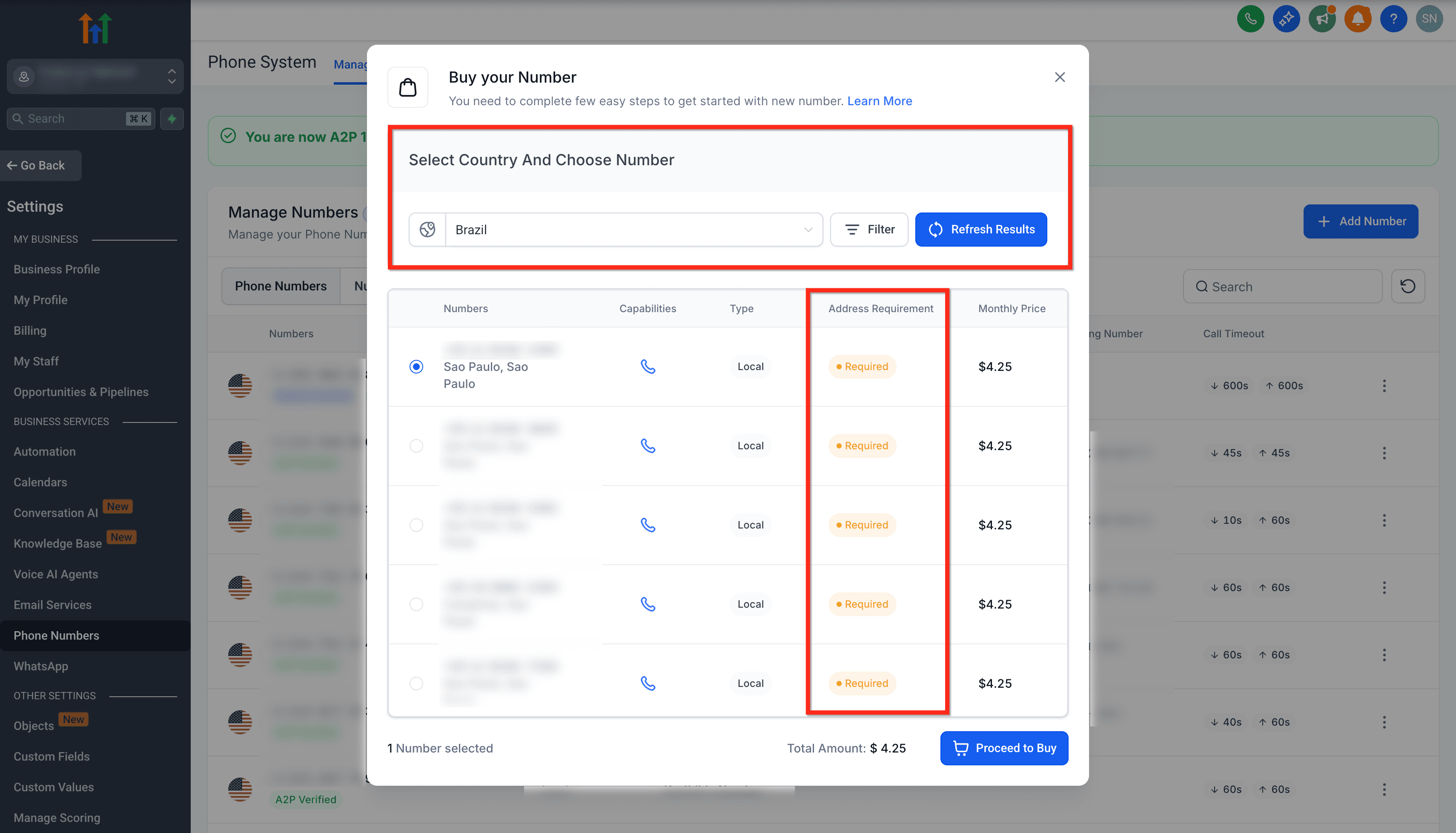 Schermata 9 — Creazione di Regulatory Bundle e Indirizzo per i Sub-Account