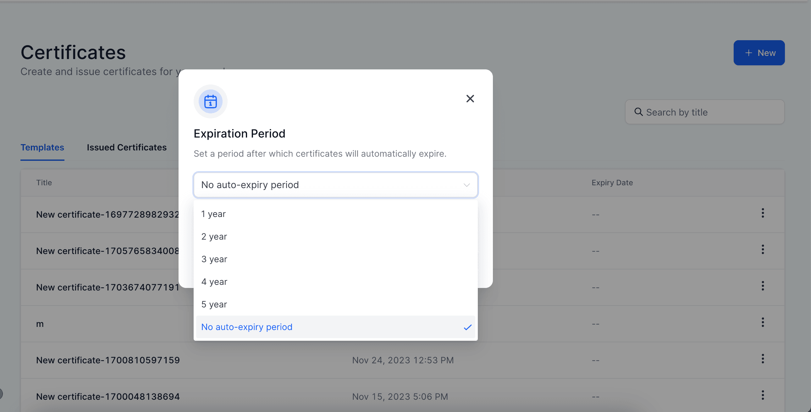 Schermata 3 — Come impostare le date di scadenza per i certificati
