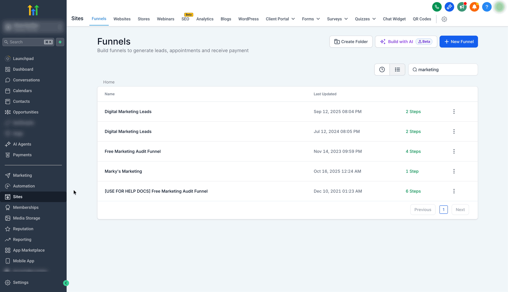 Schermata 4 — Creare Form e Survey nel Site Builder