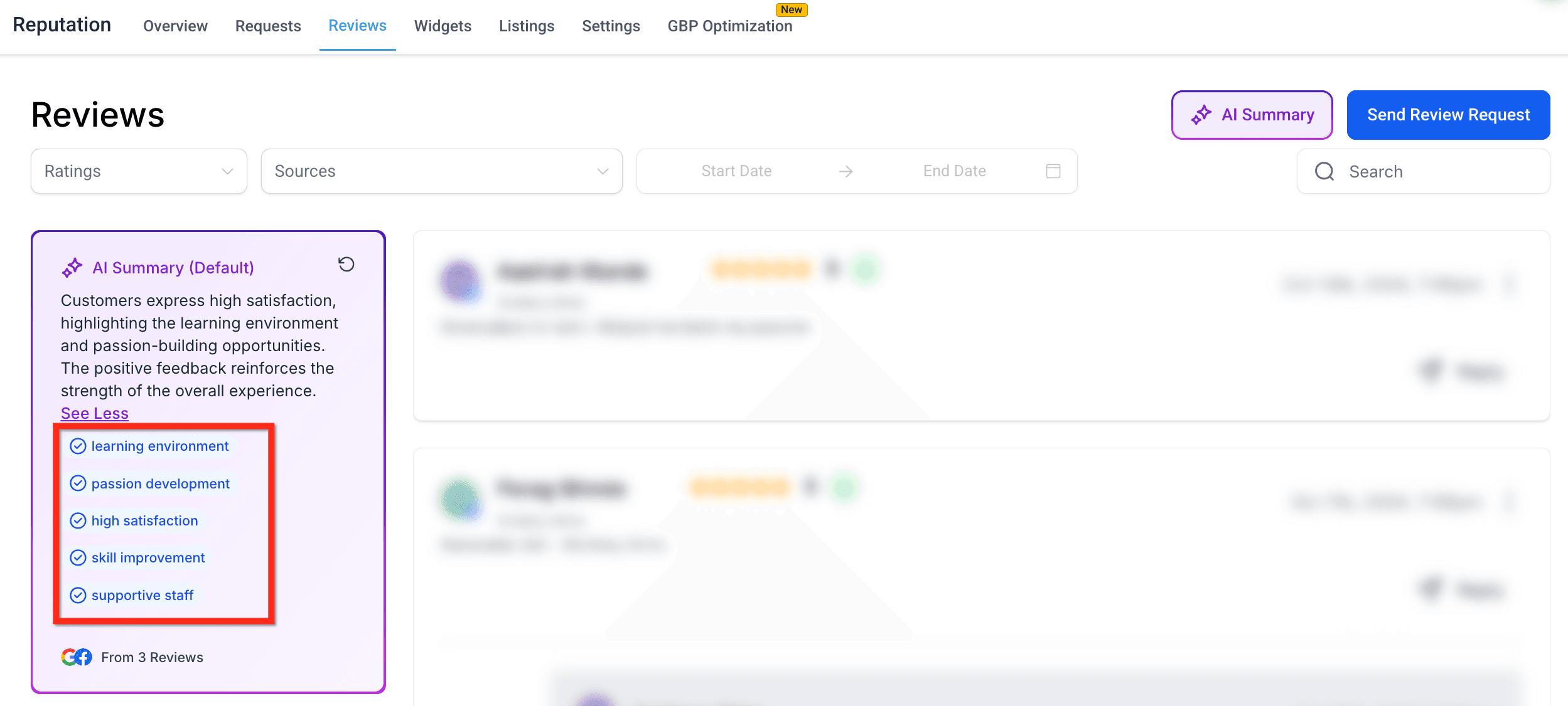 Schermata 3 — Comprendi il Sentiment dei Clienti con i Riepiloghi Recensioni basati su AI
