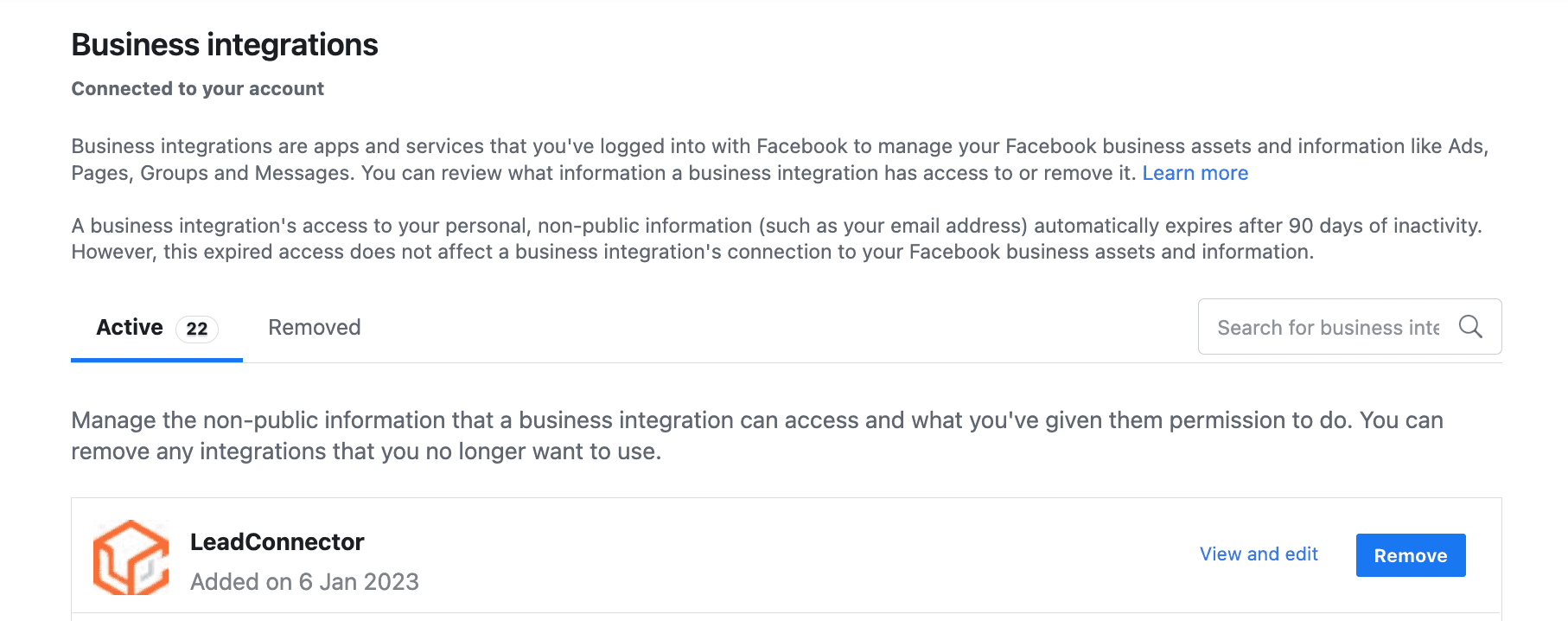 Schermata 4 — Collegare l'Account Business di Facebook ad Ad Manager