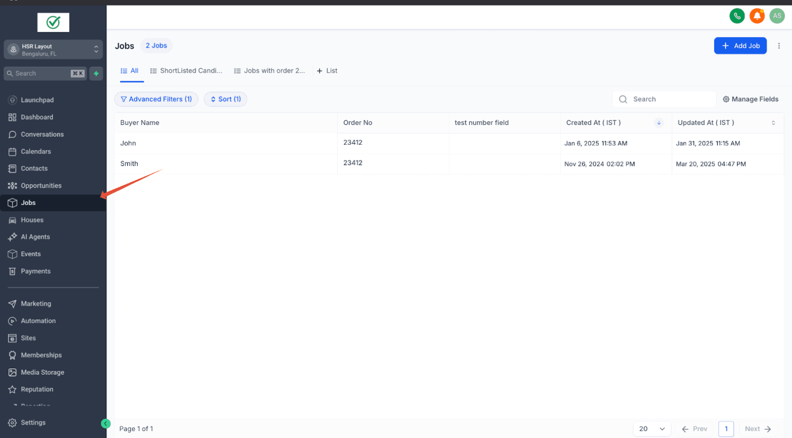 Schermata 1 — SmartList per Oggetti Personalizzati