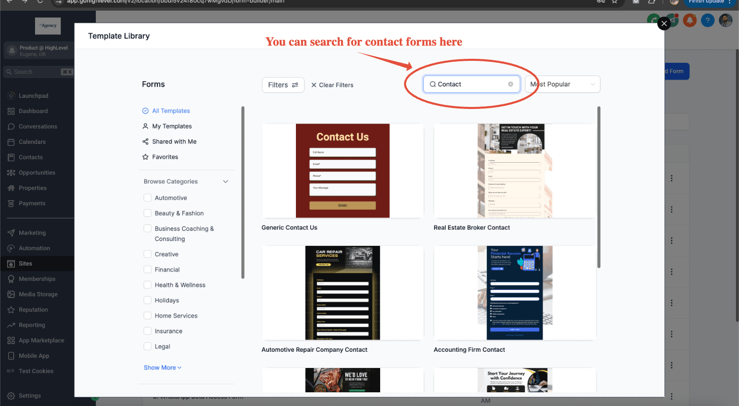 Schermata 3 — Come creare un Form di contatto in HITLEAD?