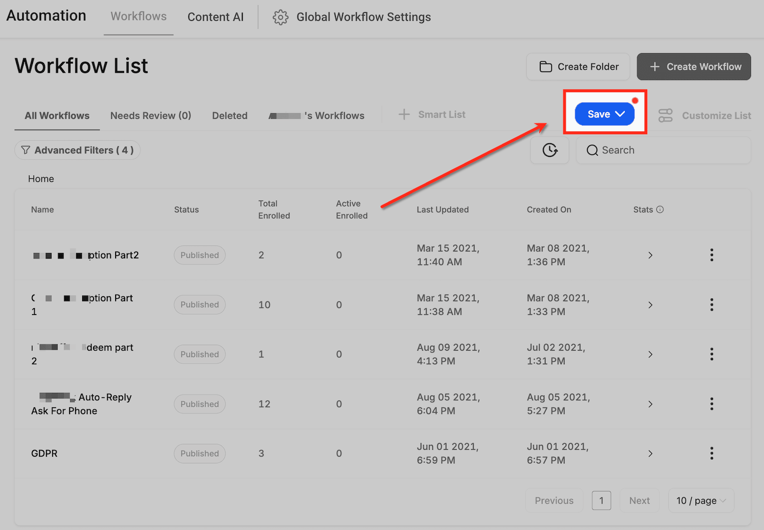 Schermata 10 — Workflow - Filtri Avanzati e Smart List