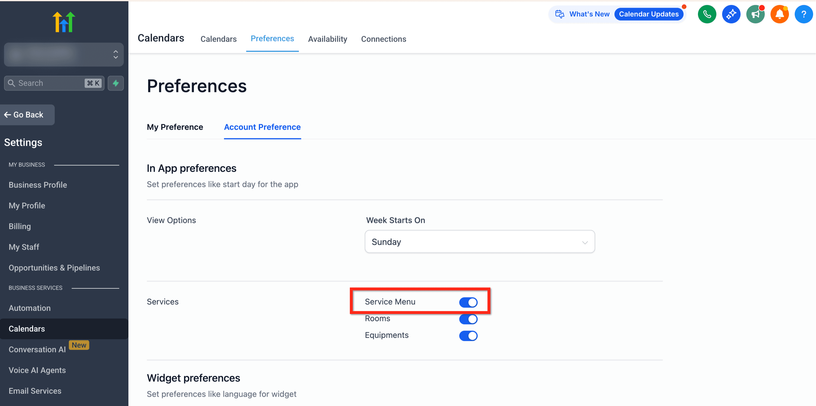 Schermata 2 — Come Creare Menu di Servizi per i Calendari
