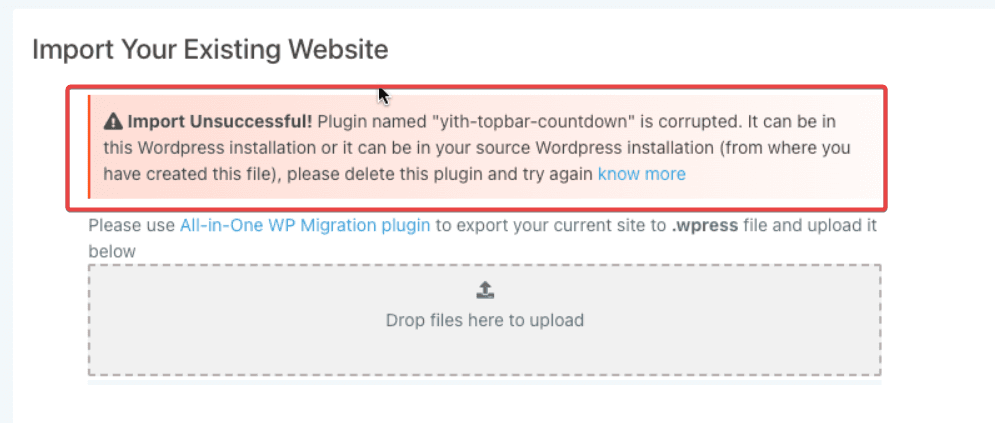 Errore plugin corrotto