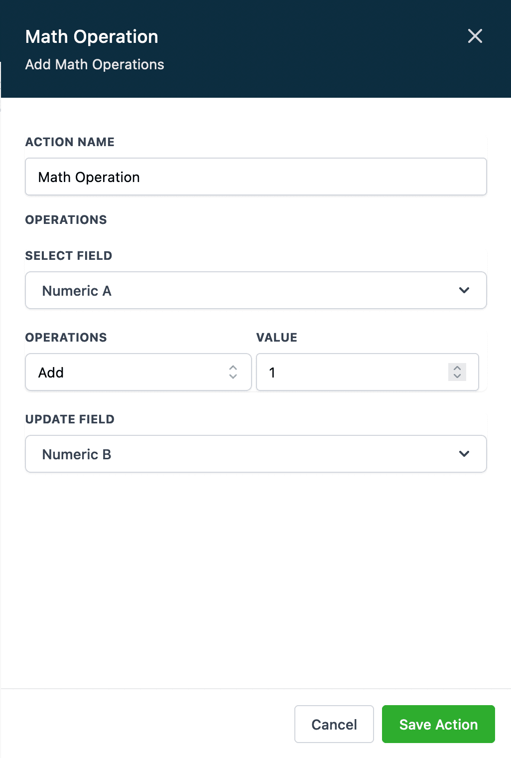 Schermata 9 — Azione Workflow - Operazione Matematica