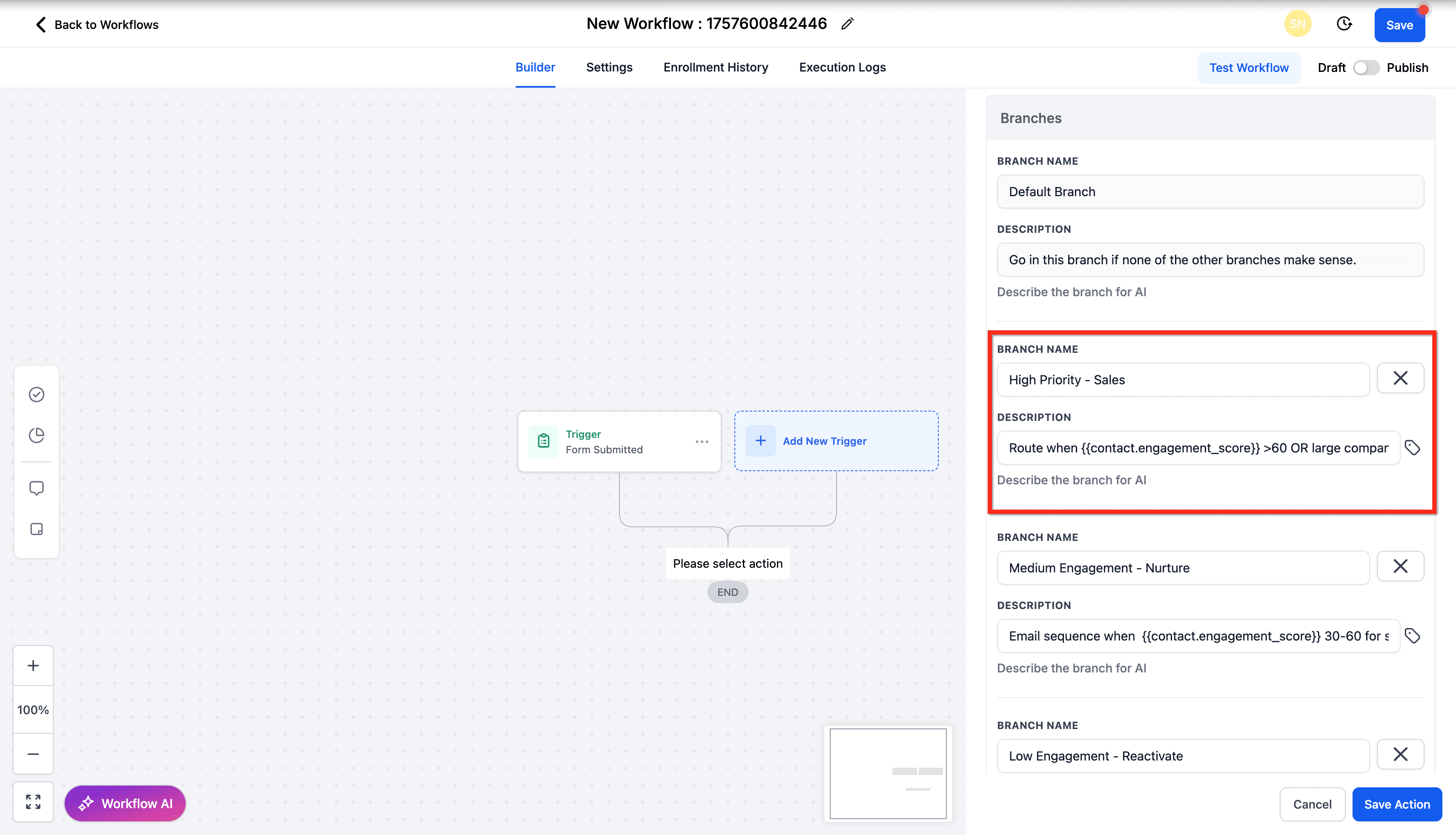 Schermata 6 — Azione Workflow - AI Decision Maker