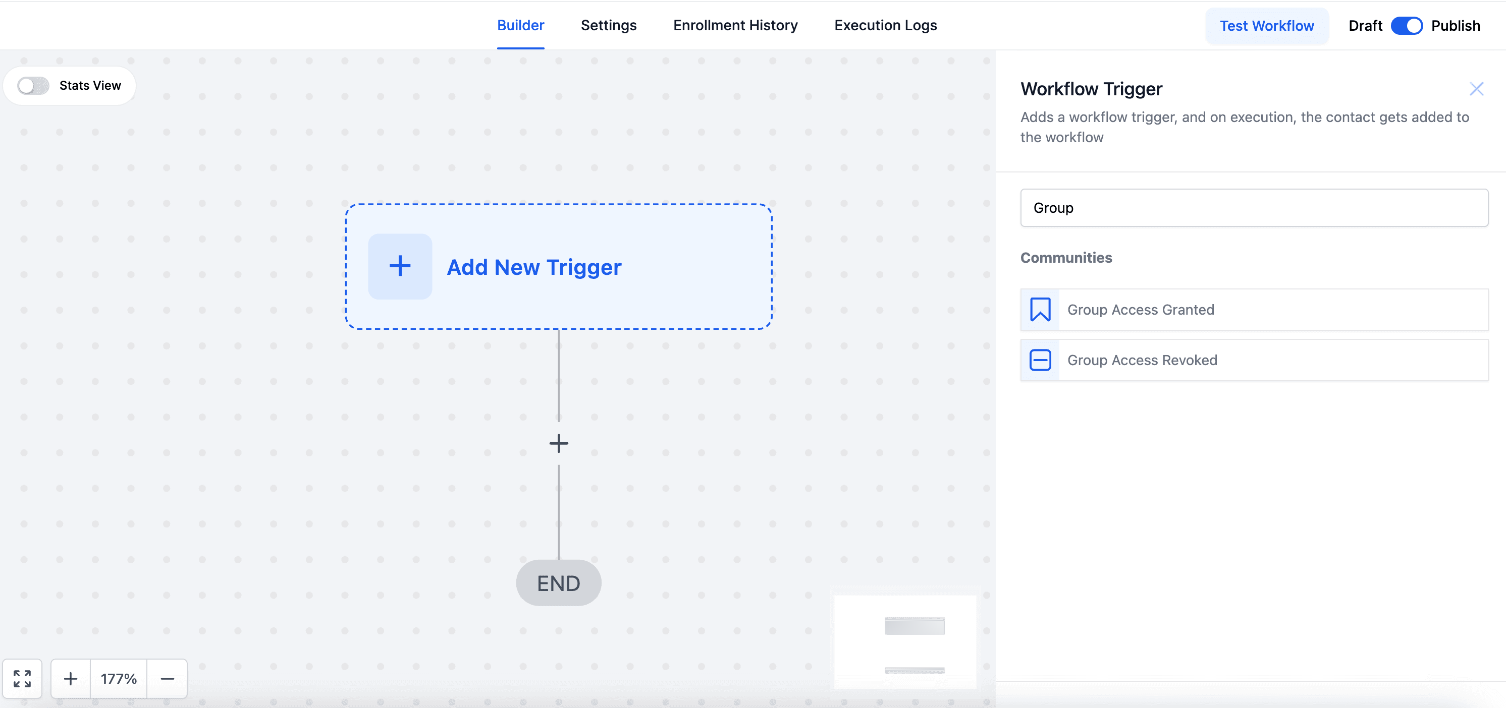 Schermata 1 — Workflow Trigger per le Community: Concedere e Revocare l'Accesso ai Gruppi