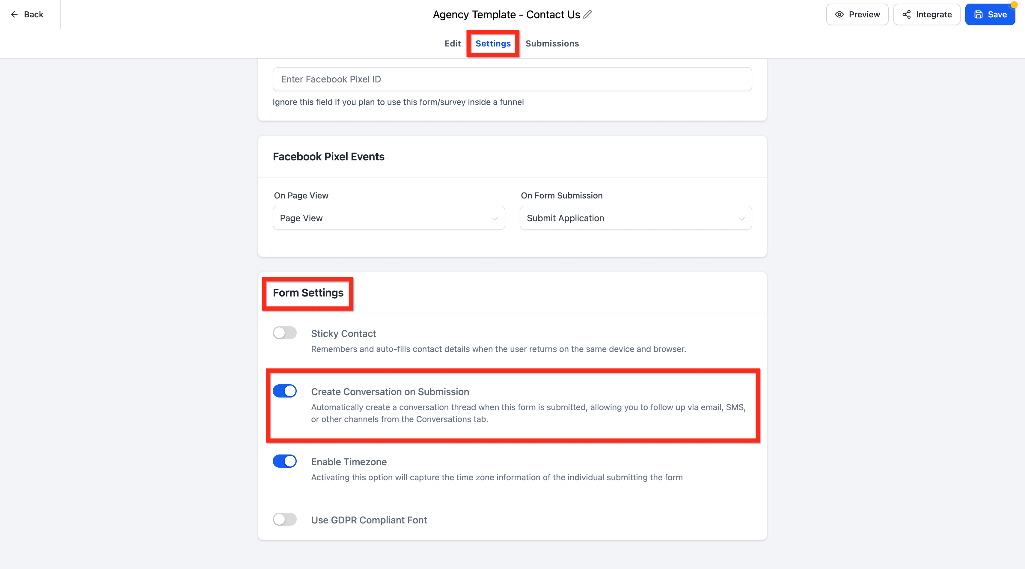 Schermata 3 — Come accedere alle risposte dei Form nelle Conversazioni