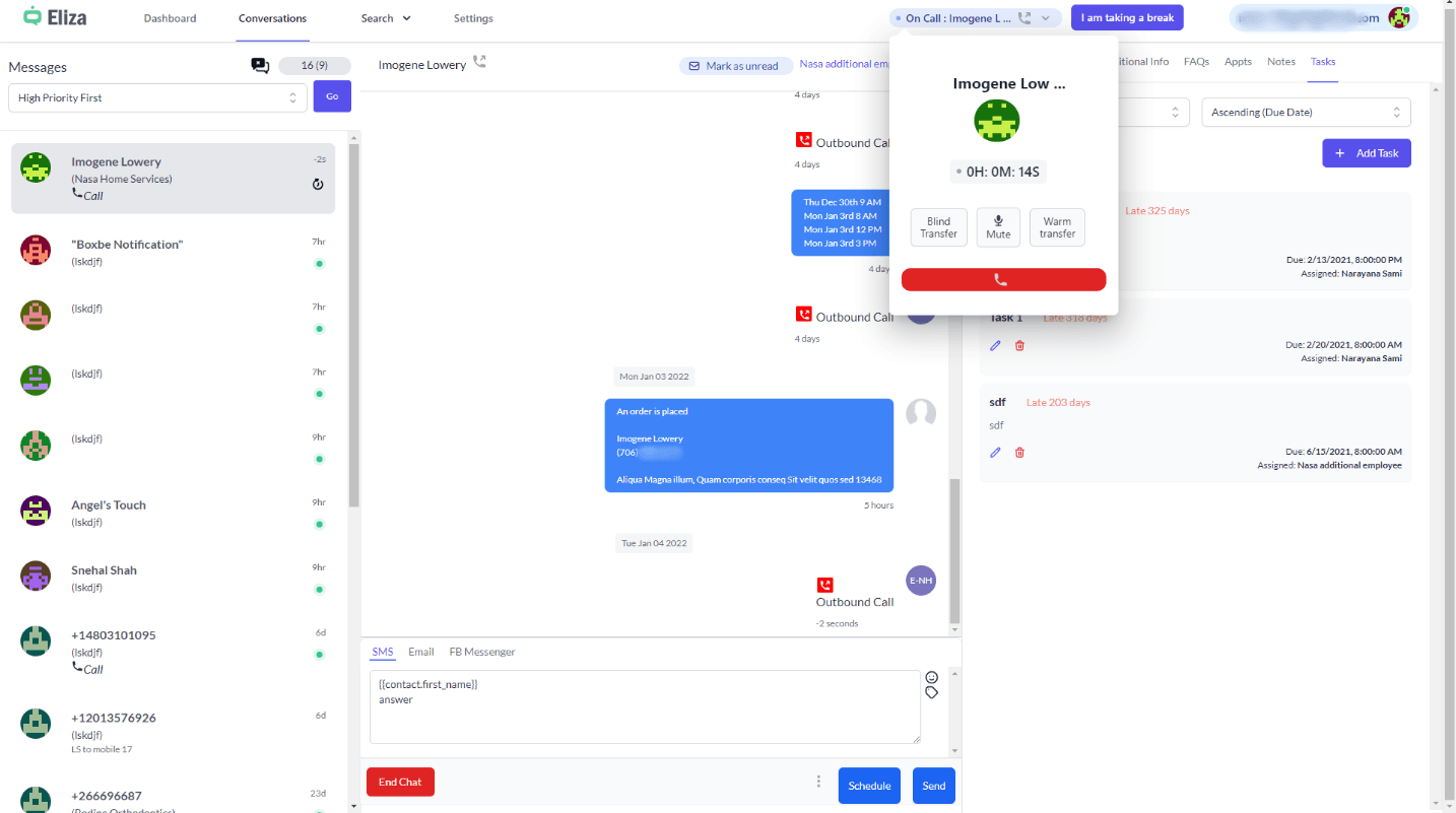 Schermata 17 — Eliza Agent Platform – Conversazioni