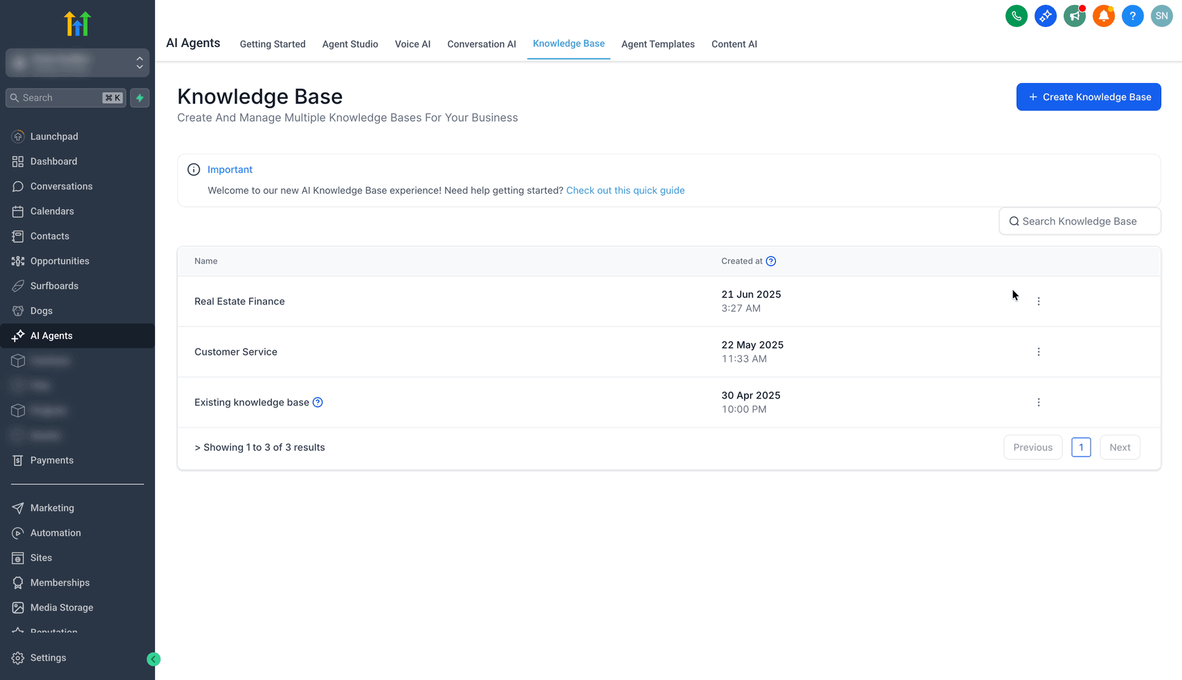 Schermata 2 — Knowledge Base - Supporto per Documenti e Rich-Text
