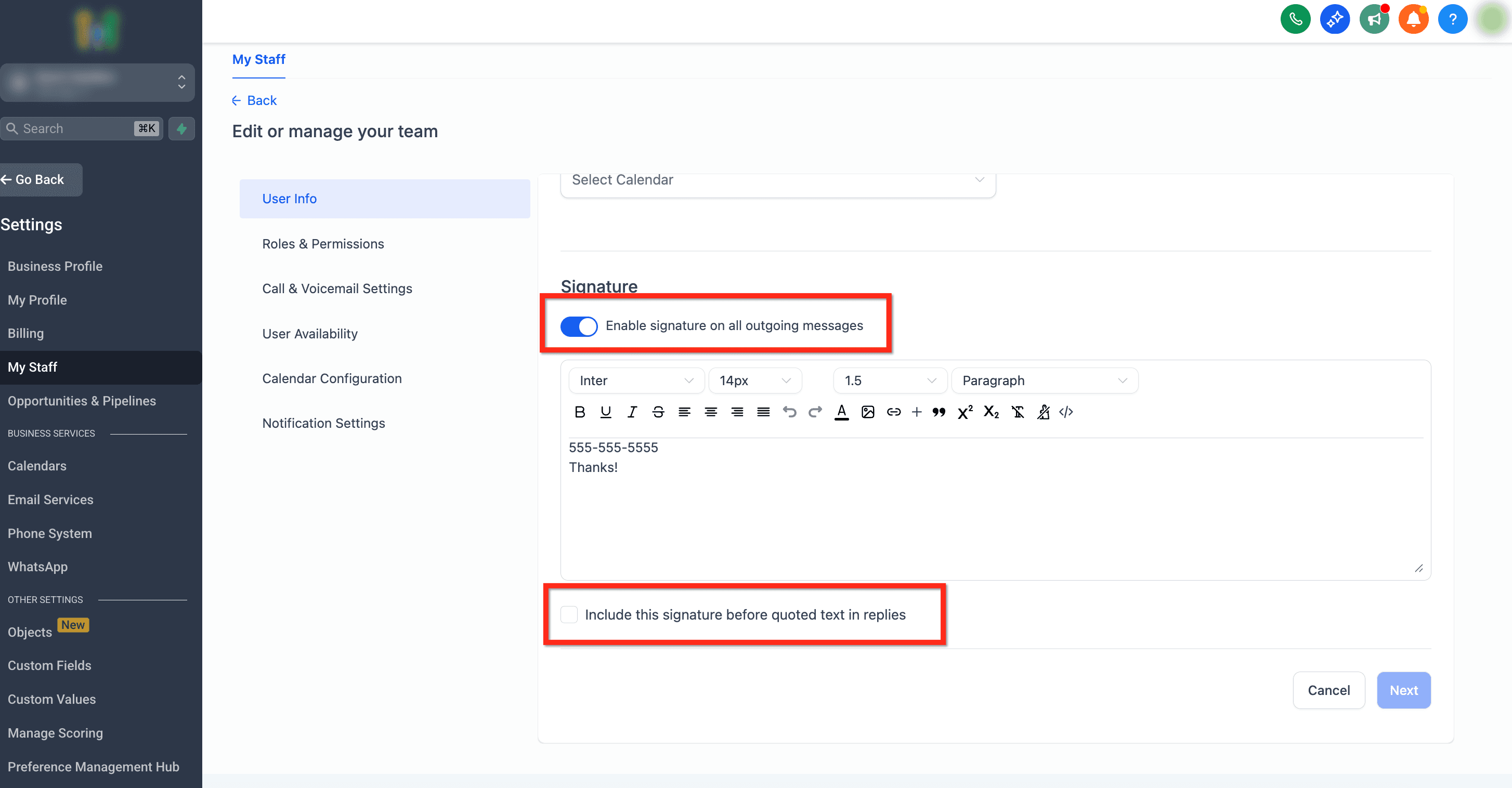 Schermata 4 — Firme Email