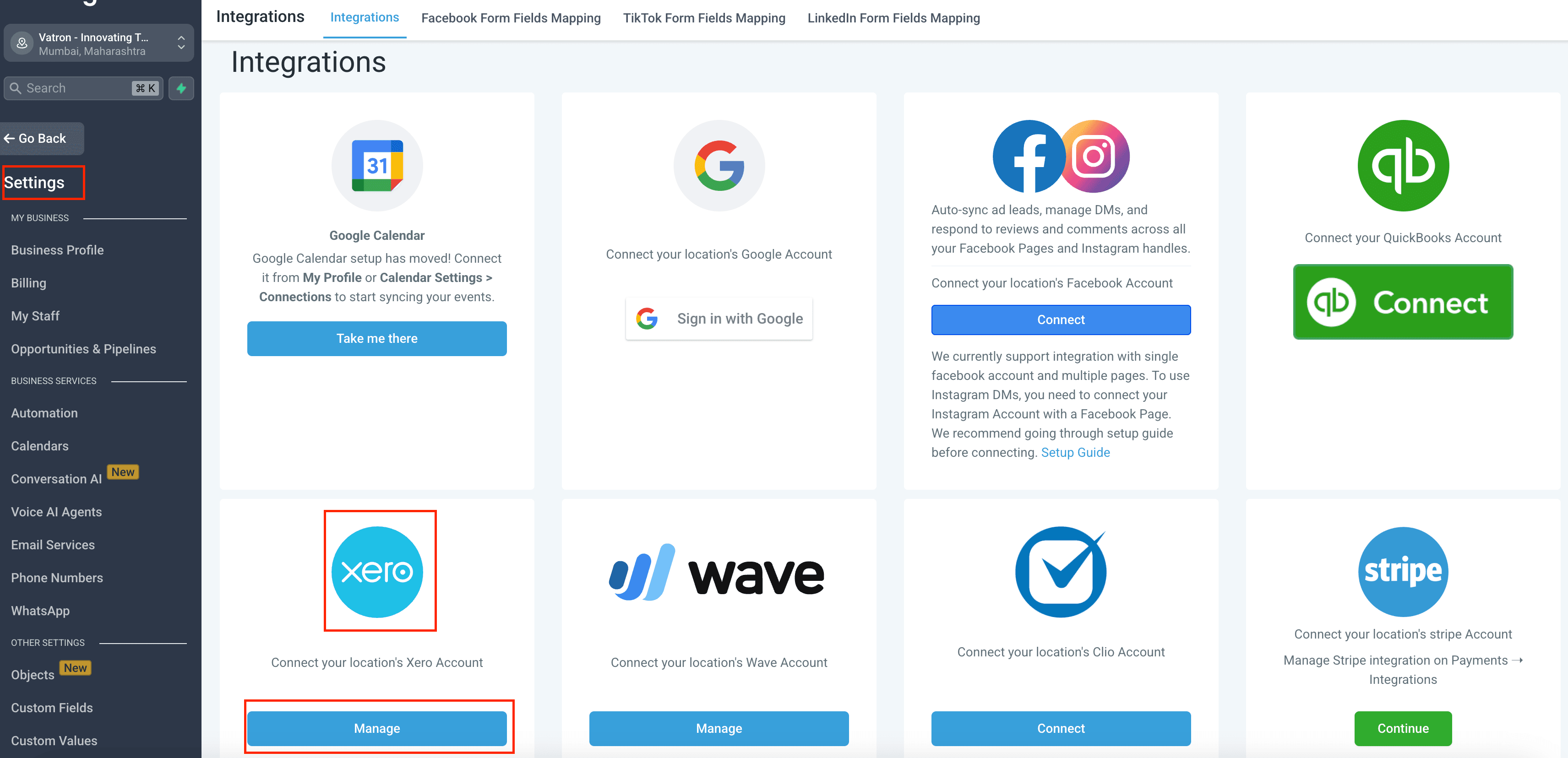 Schermata 2 — Integrazione Xero con HITLEAD