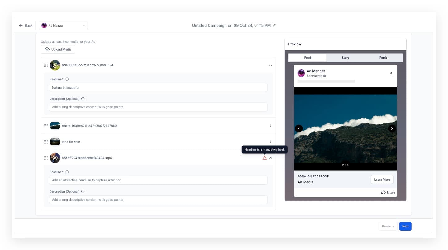 Schermata 3 — Annunci Carousel in Ad Manager