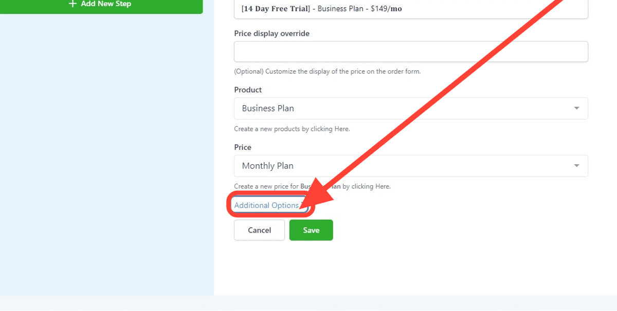 Scorri fino in fondo e clicca su "Additional Options>"