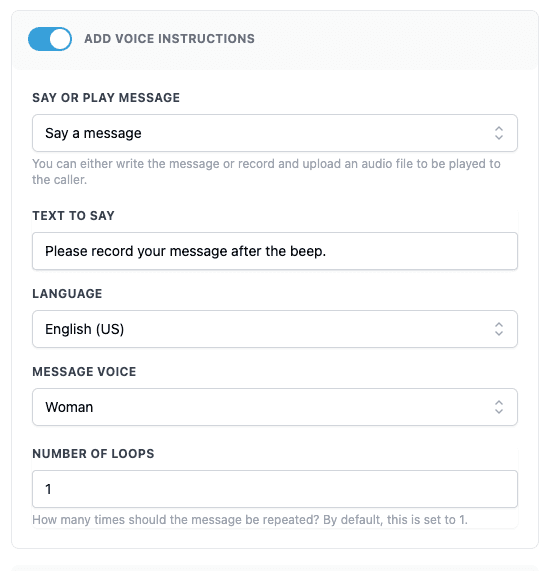 Schermata 1 — Workflow Action - Registra Segreteria Telefonica
