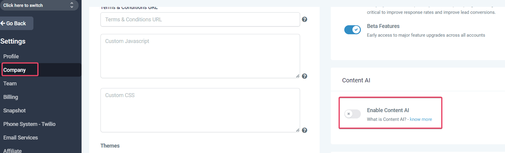 Schermata 1 — Come creare Email con Content AI?