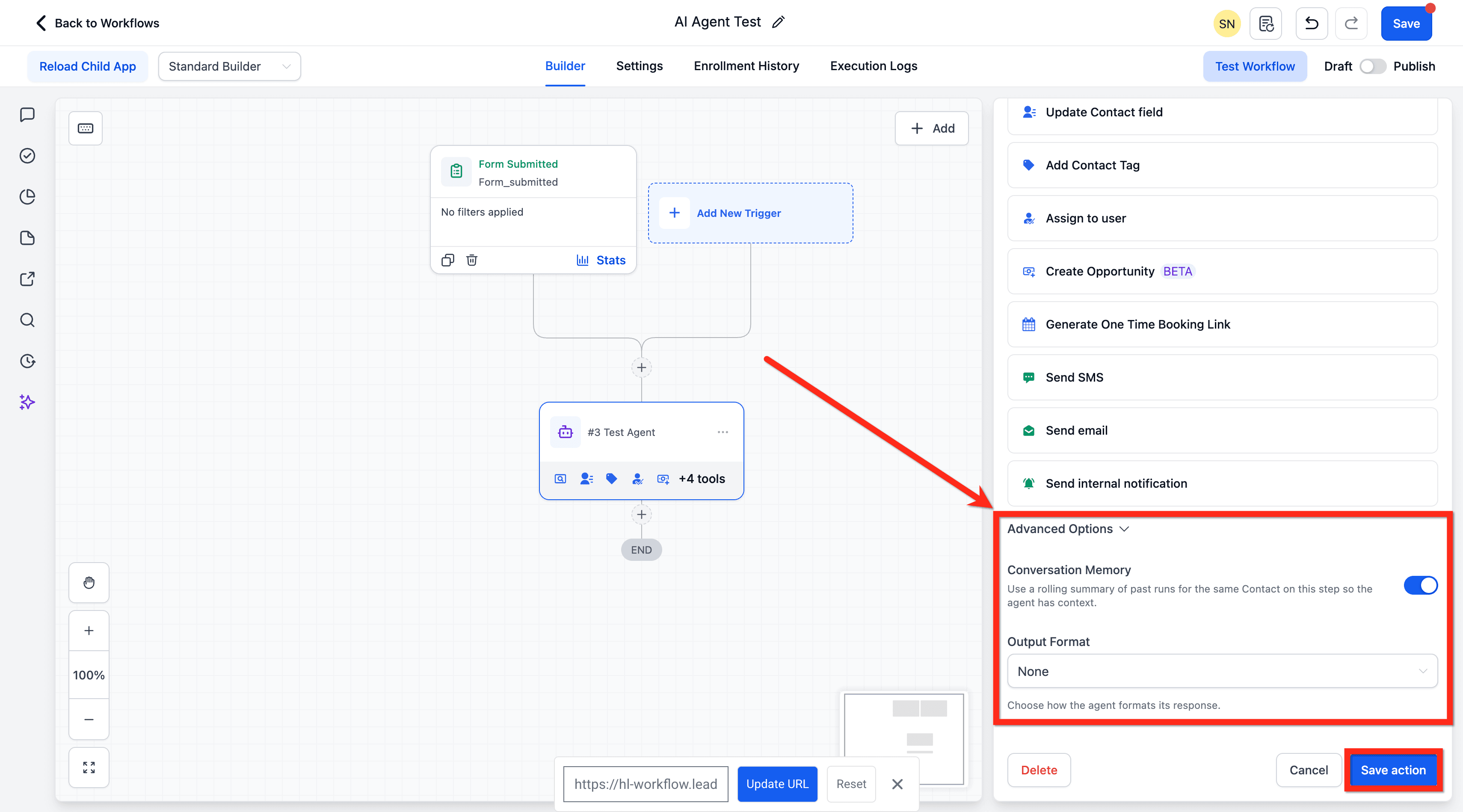 Schermata 14 — Azione Workflow - AI Agent