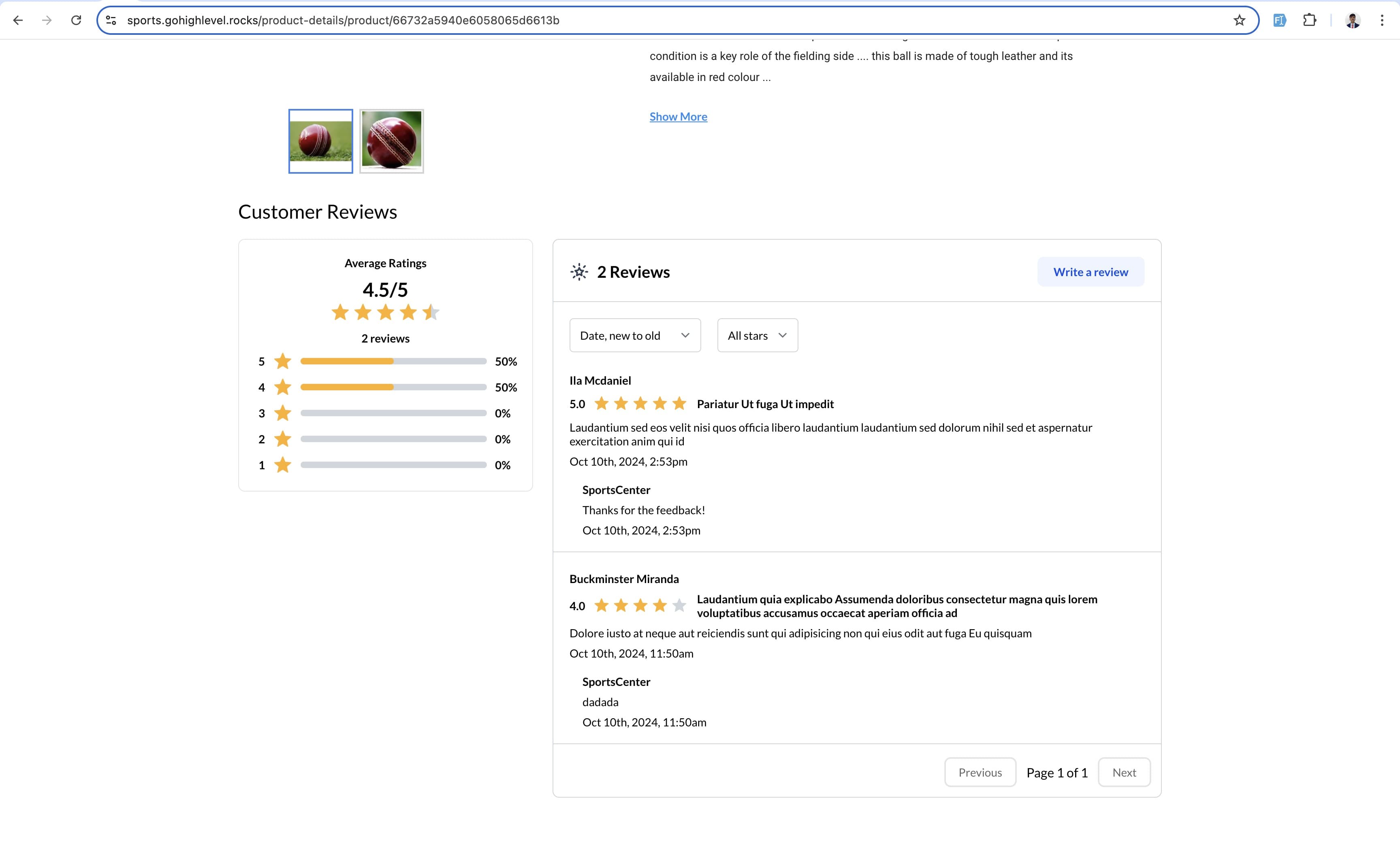 Ordina e filtra le recensioni