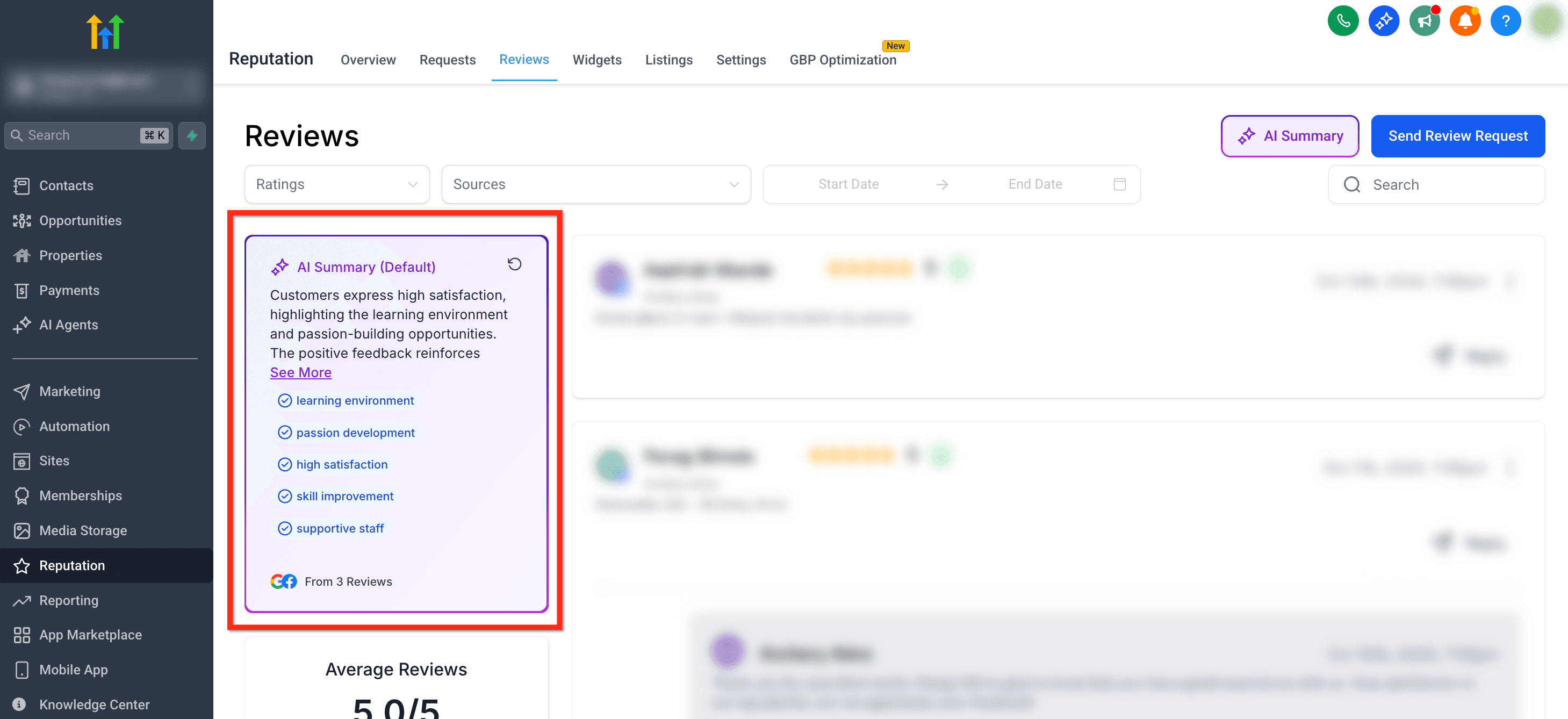 Schermata 2 — Comprendi il Sentiment dei Clienti con i Riepiloghi Recensioni basati su AI