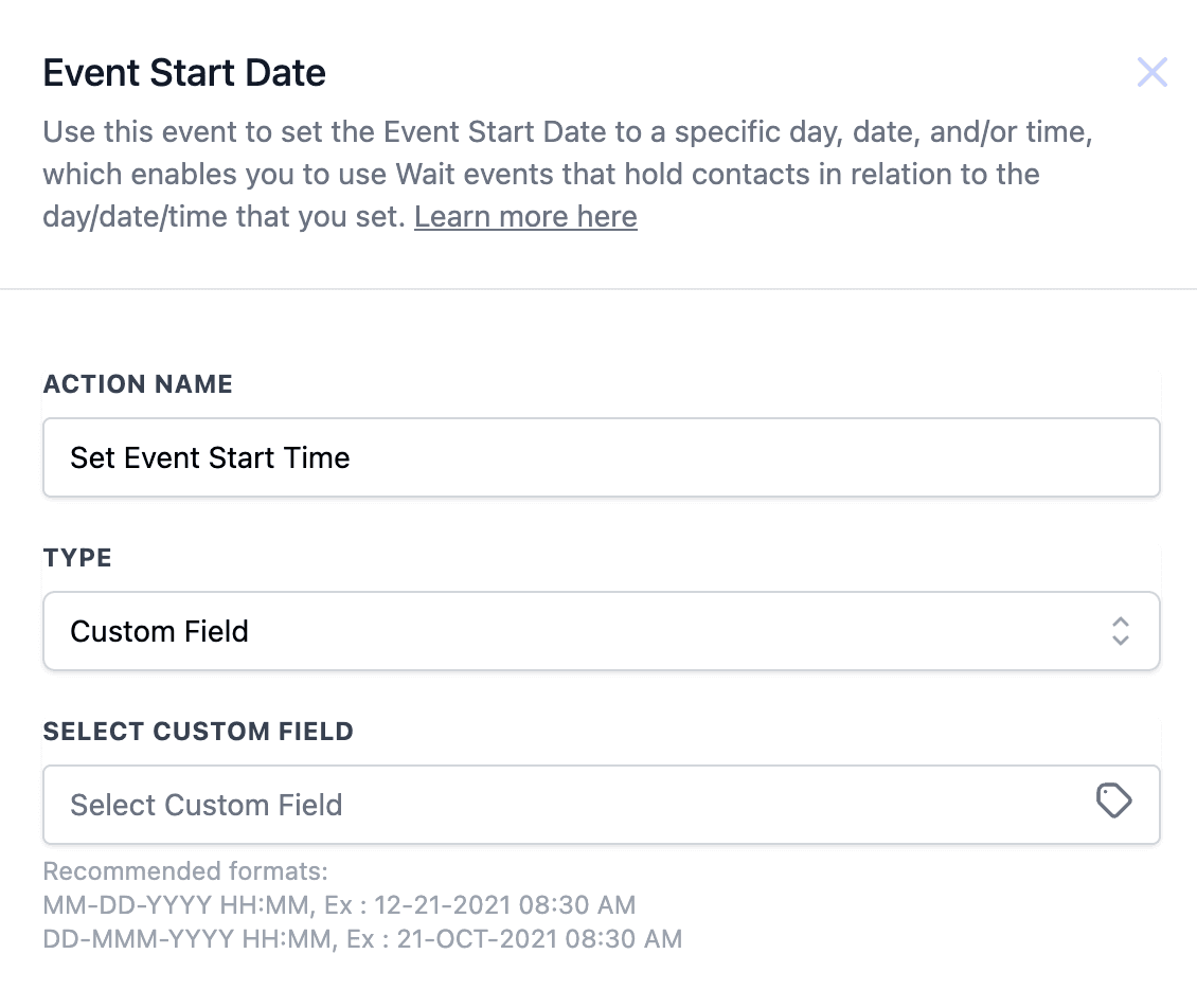 Schermata 3 — Azione Workflow - Event Start Date