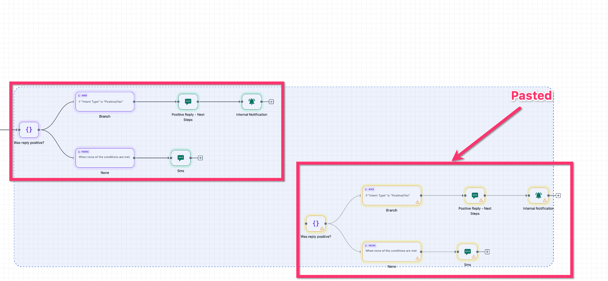 Schermata 3 — Copia, Incolla ed Eliminazione Multipla nel Graph Builder di Agent Studio