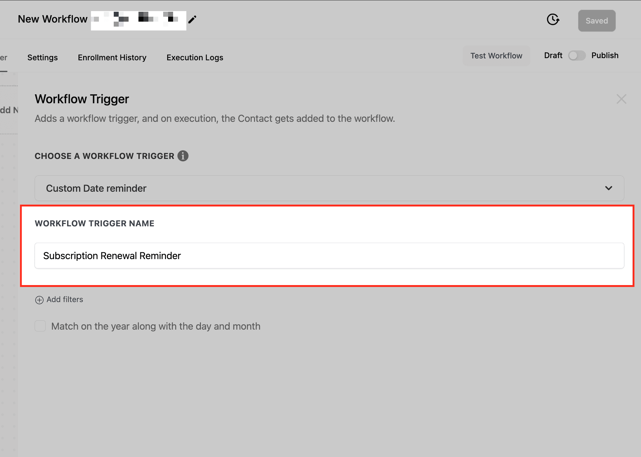 Schermata 3 — Workflow Trigger - Custom Date Reminder