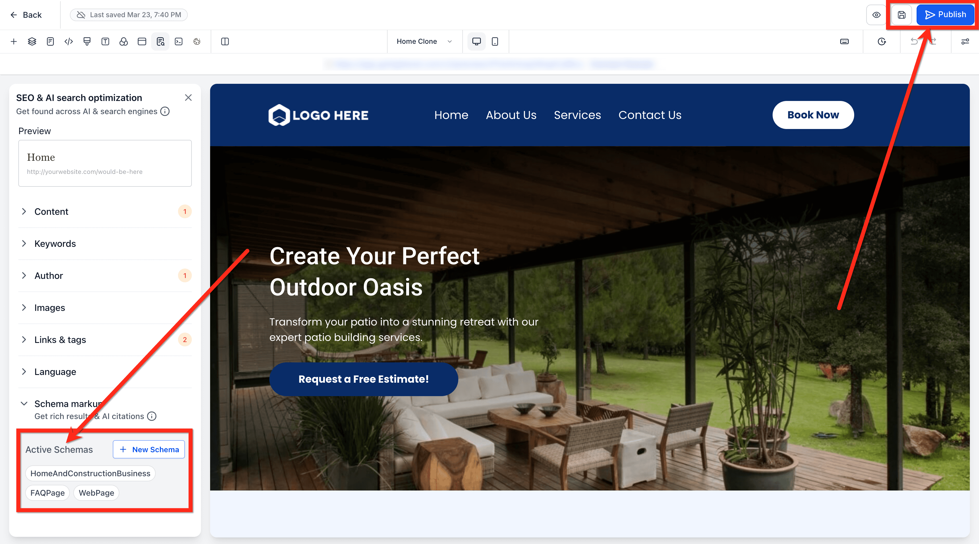 Schermata 12 — Generare Schema Markup con l'AI in Funnel e Siti Web
