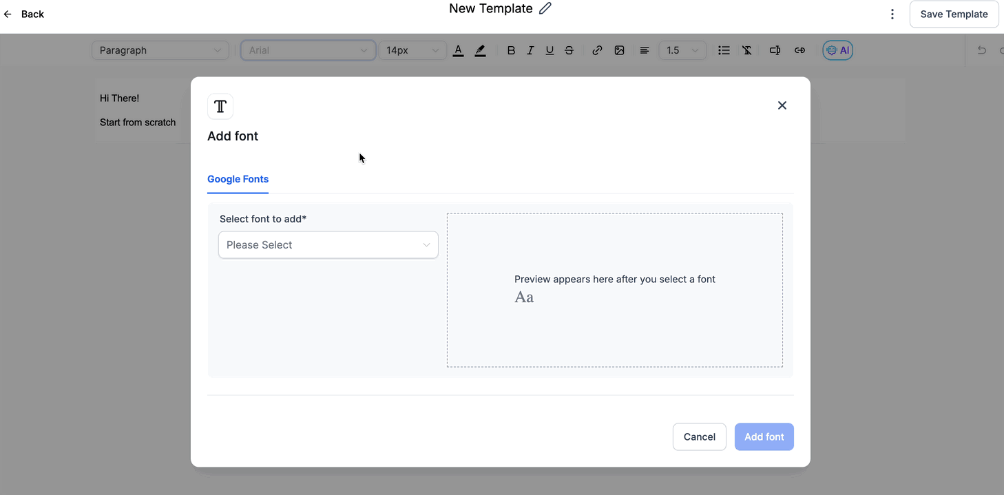 Schermata 4 — Come aggiungere Google Fonts nei template e nelle Campaign email