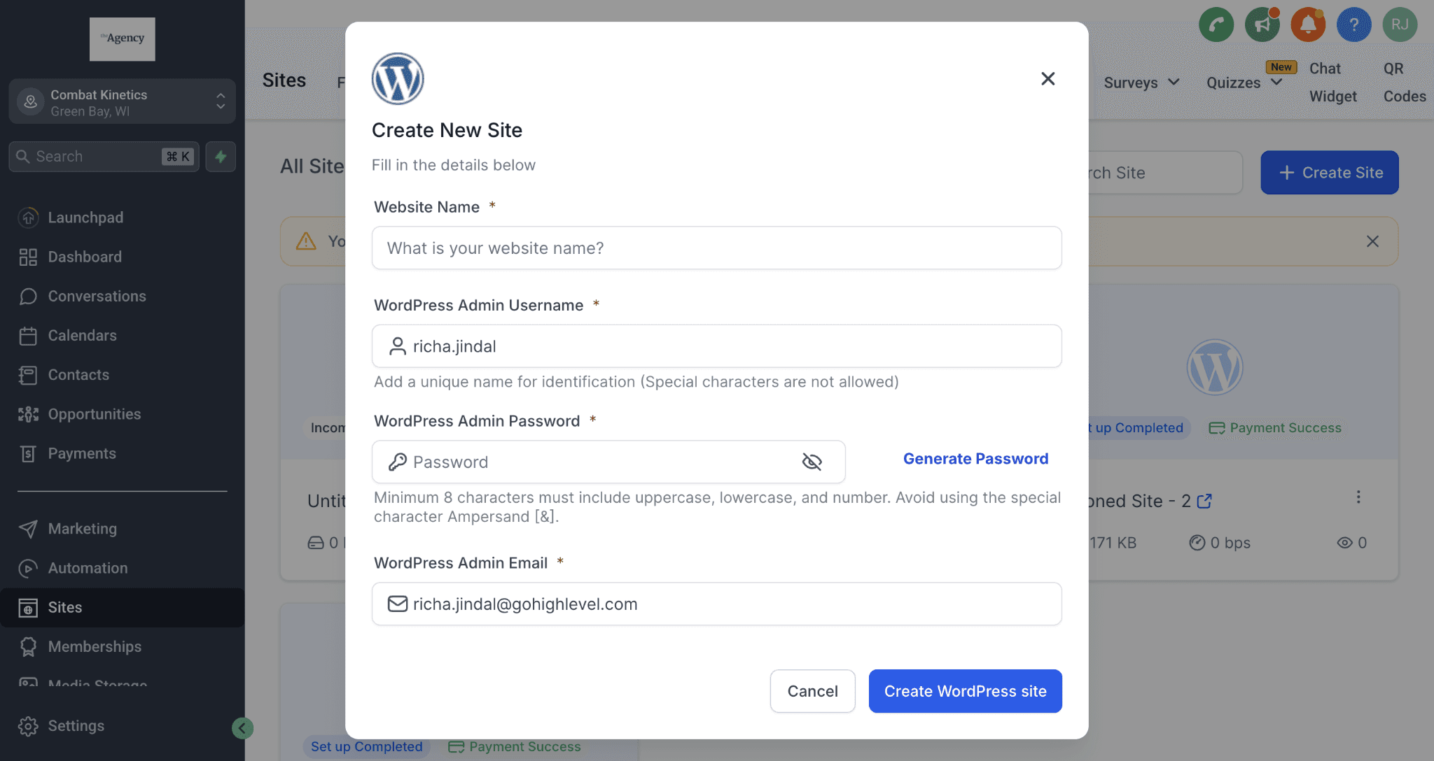 Schermata 3 — Come configurare WordPress per i clienti