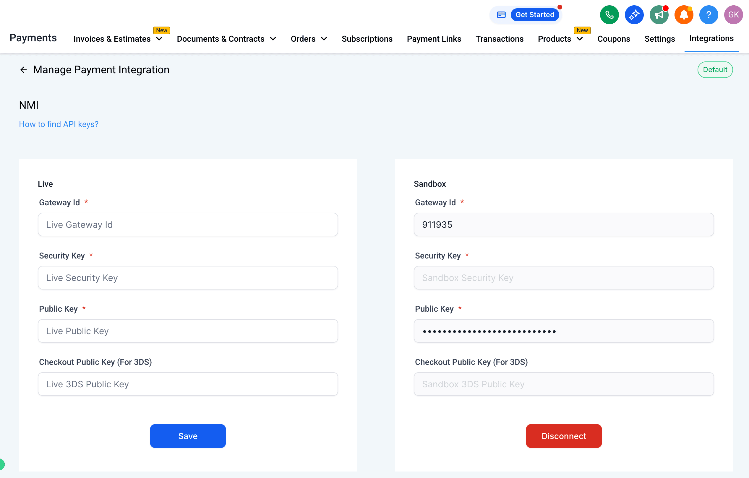 Schermata 3 — Come configurare l'integrazione NMI?