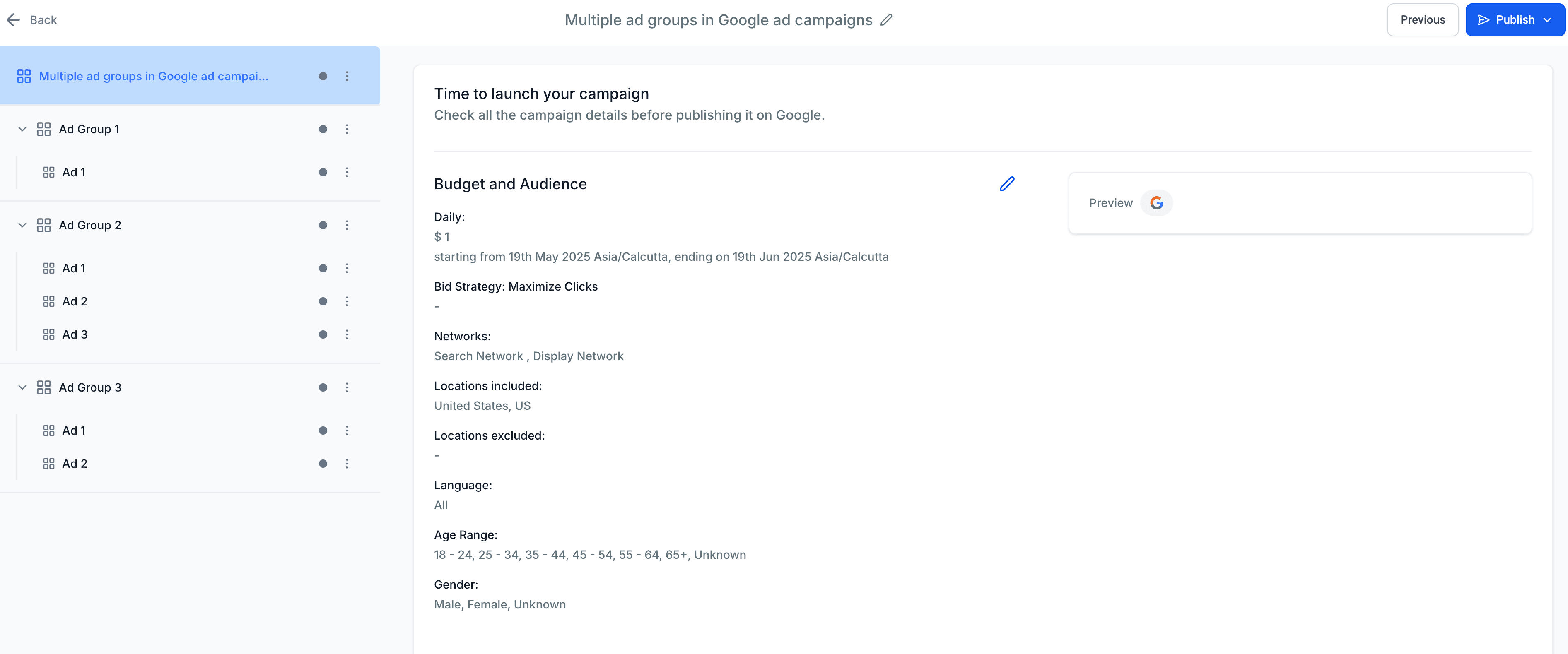 Schermata 16 — Ad Manager - Creare una Campaign di Ricerca Google