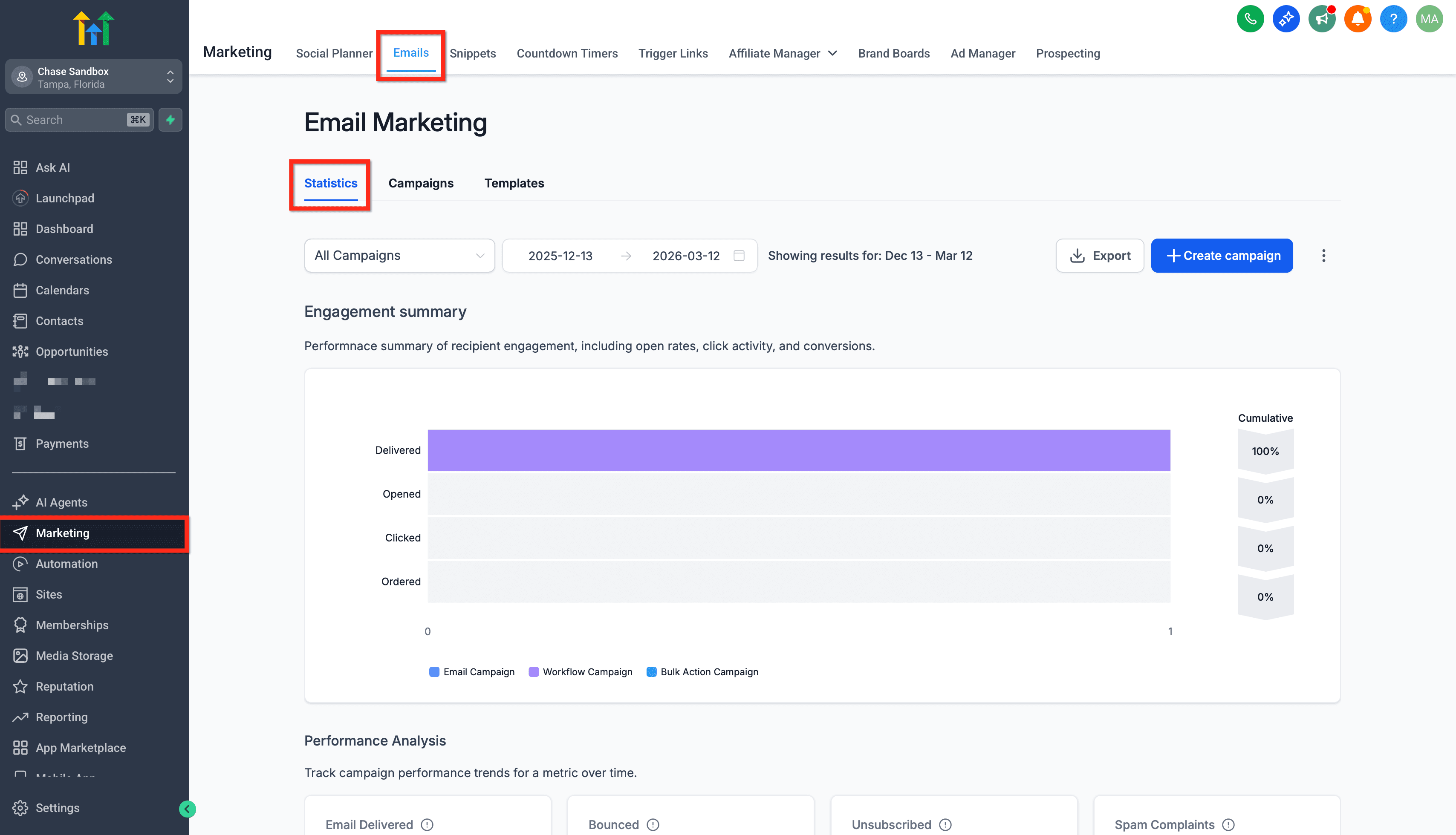 Schermata 2 — Esportare i Dati di Email Marketing