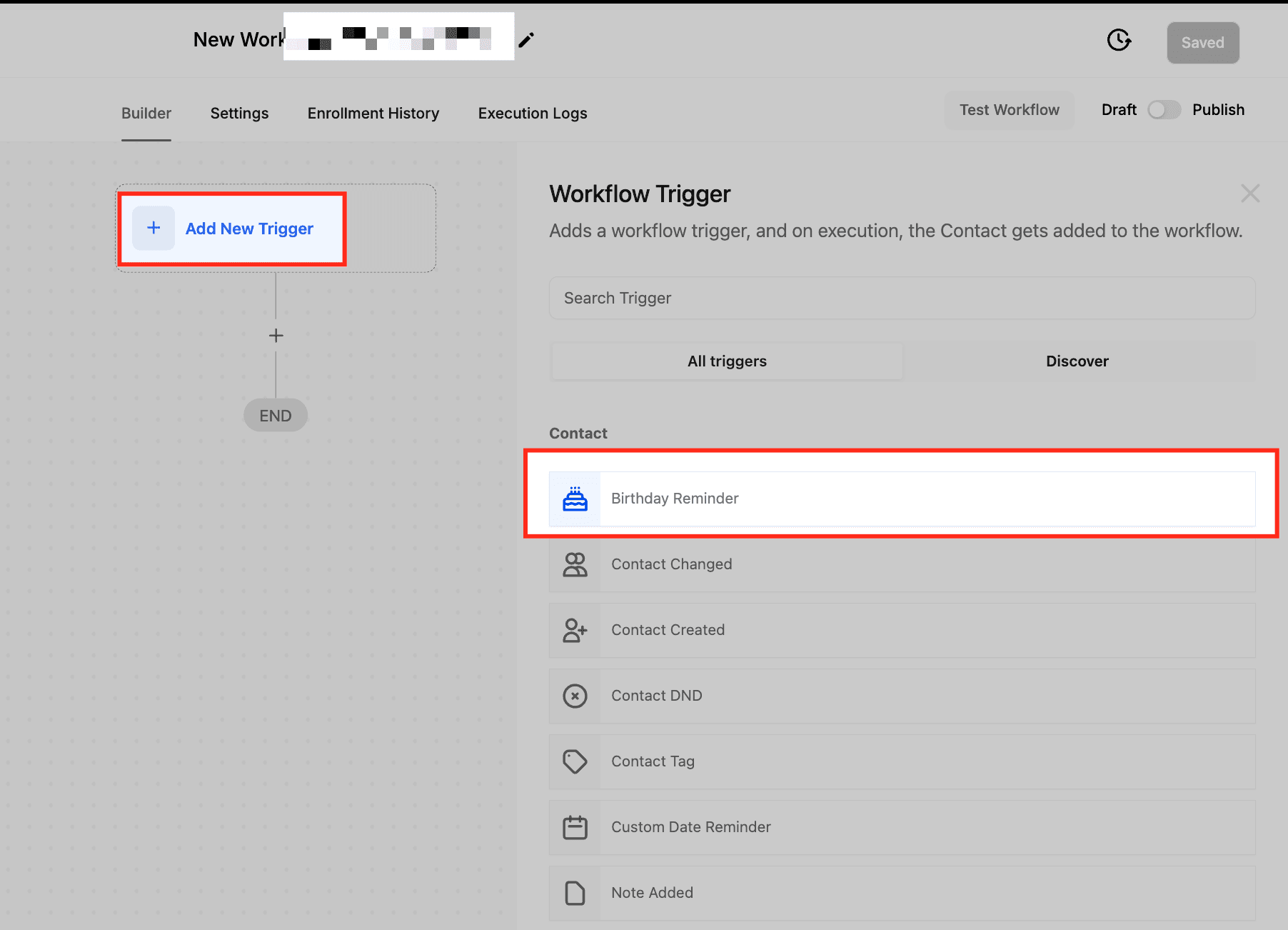 Schermata 2 — Workflow Trigger - Birthday Reminder