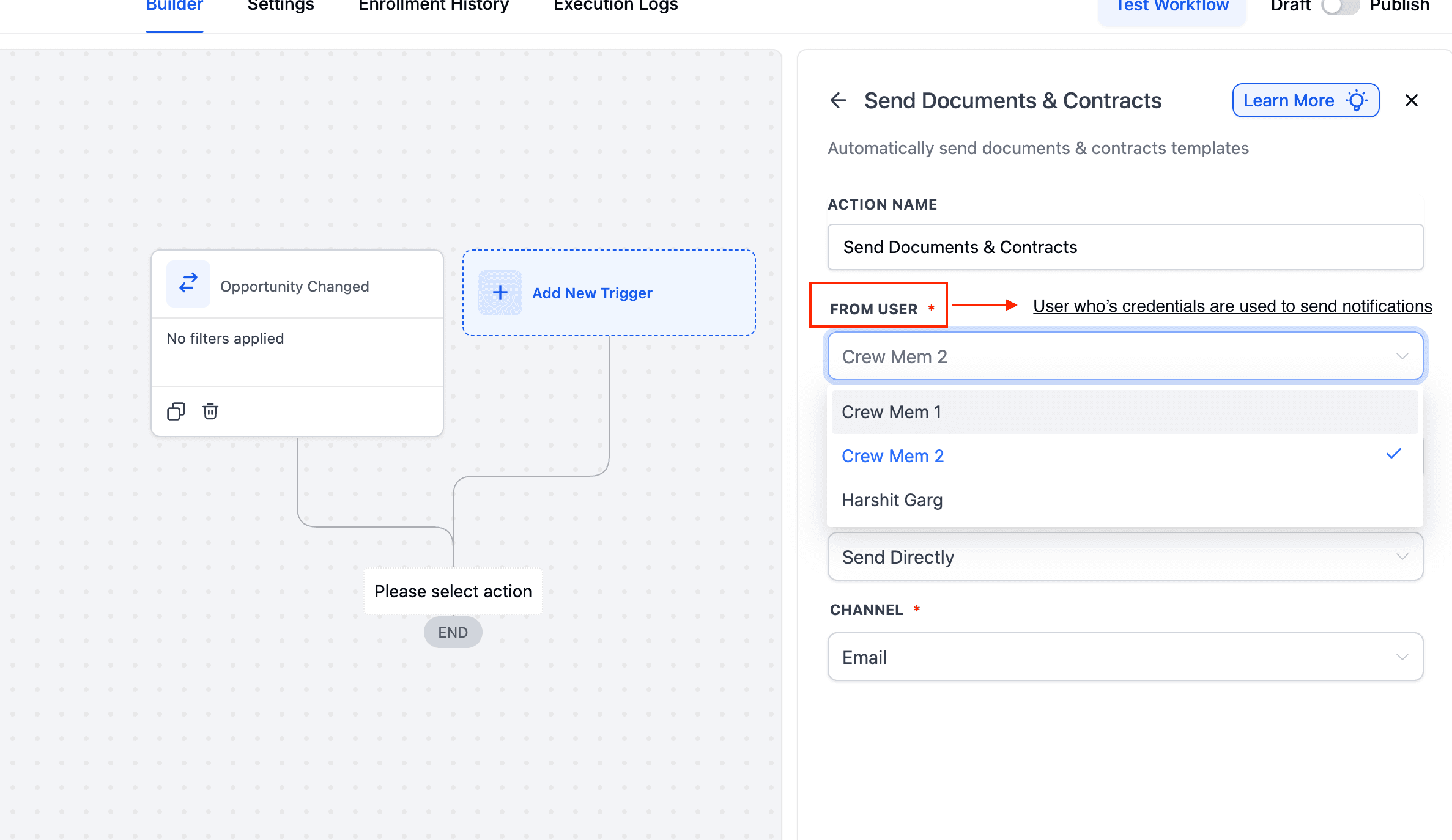 Schermata 8 — Come creare e inviare template di documenti o contratti automaticamente in un Workflow