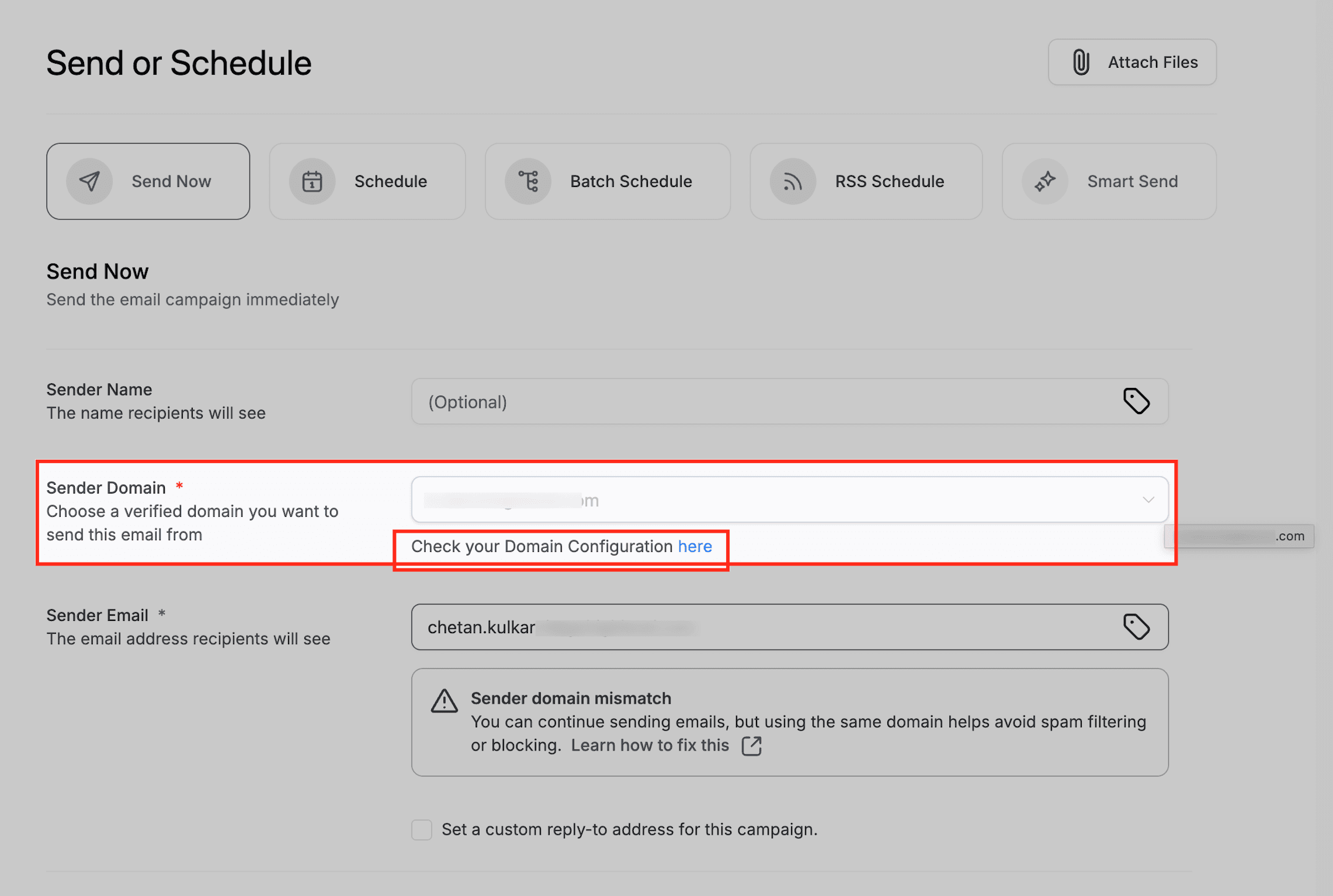 Review Domain Configuration link